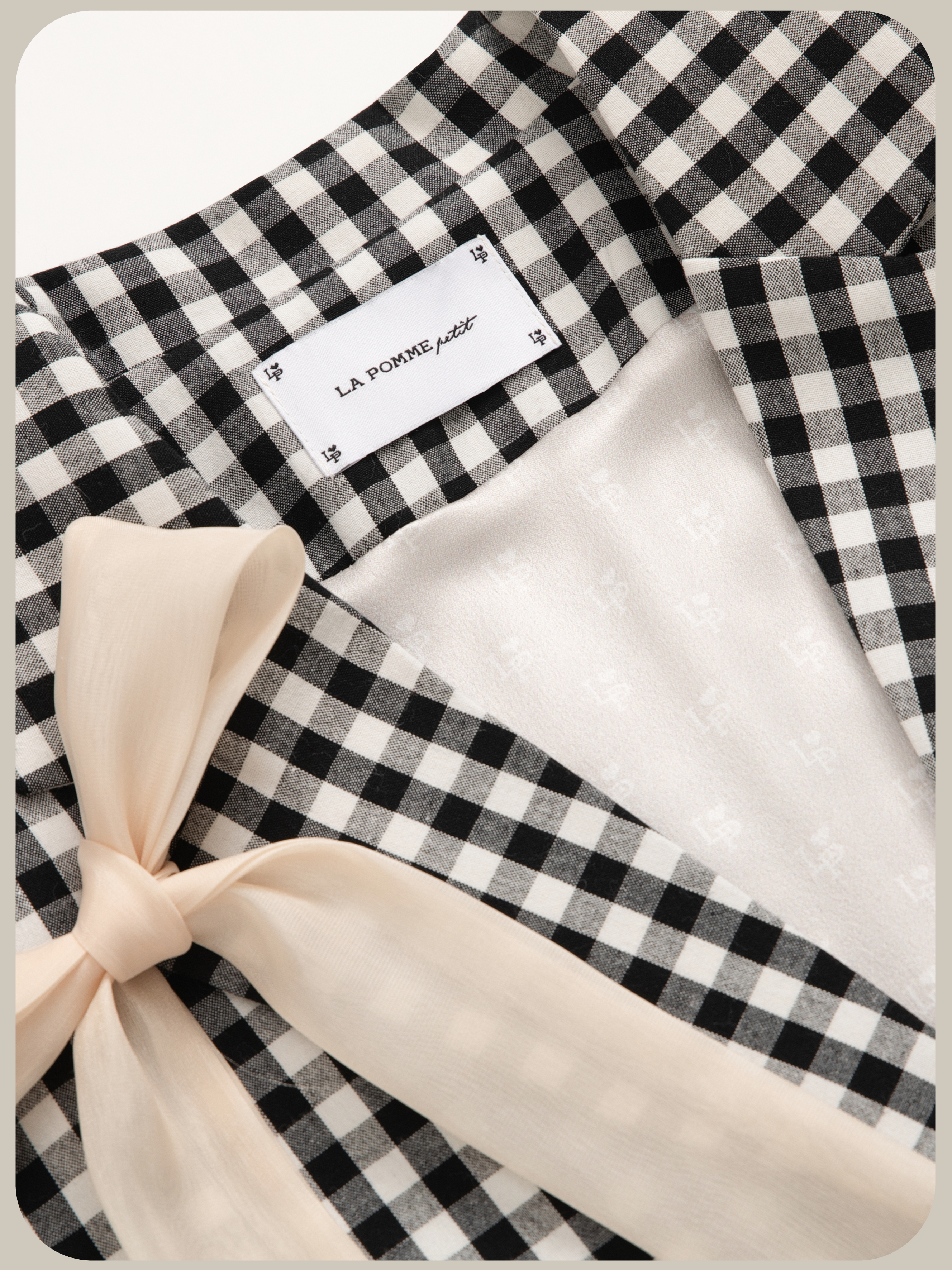 ・予約商品・Crisp Plaid Ribbon Attacked Jacket/チェック柄リボン付きジャケット.