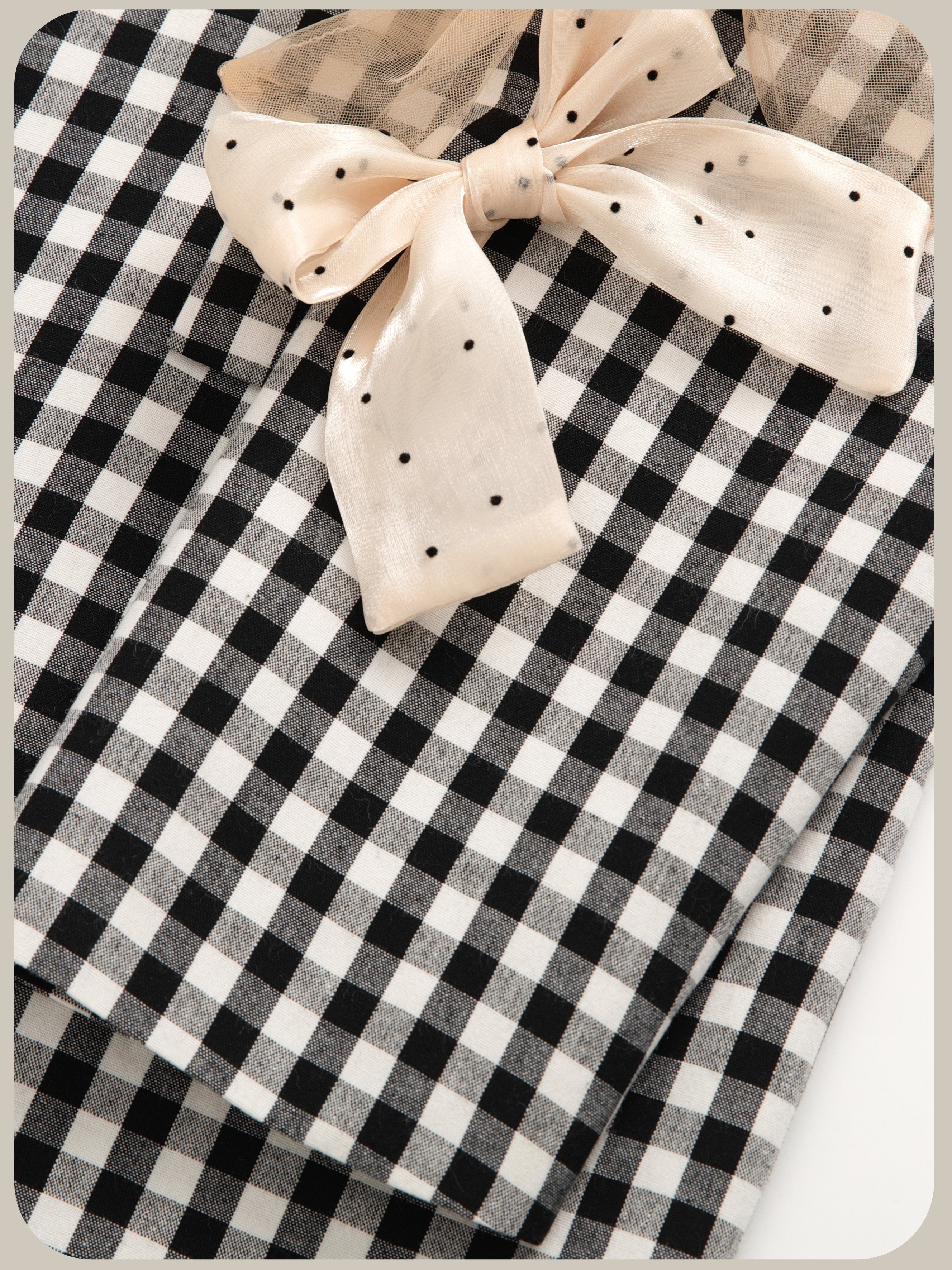 ・予約商品・Crisp Plaid Ribbon Attacked Jacket/チェック柄リボン付きジャケット.
