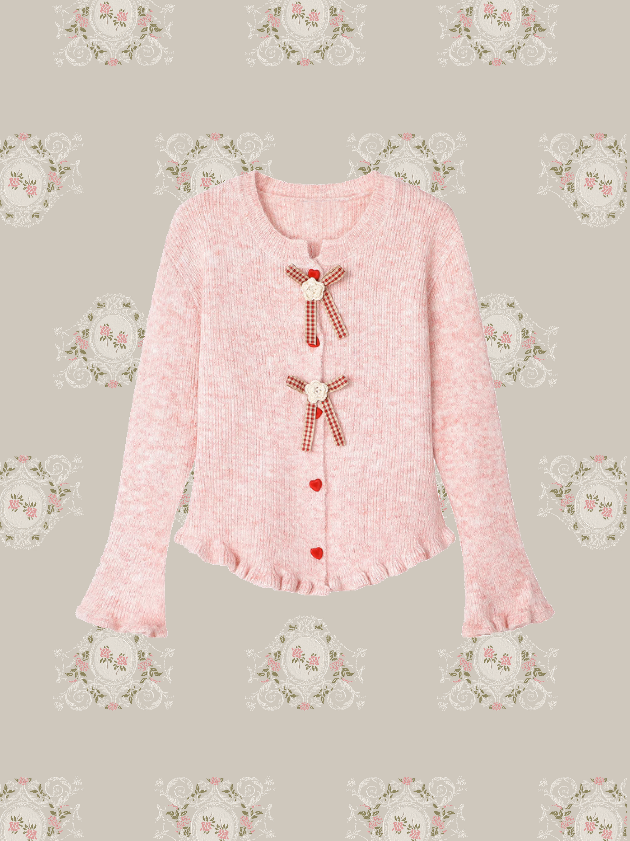 トップス Rose flower motif cardigan pink IMG_3740_GAQo5F9.JPG