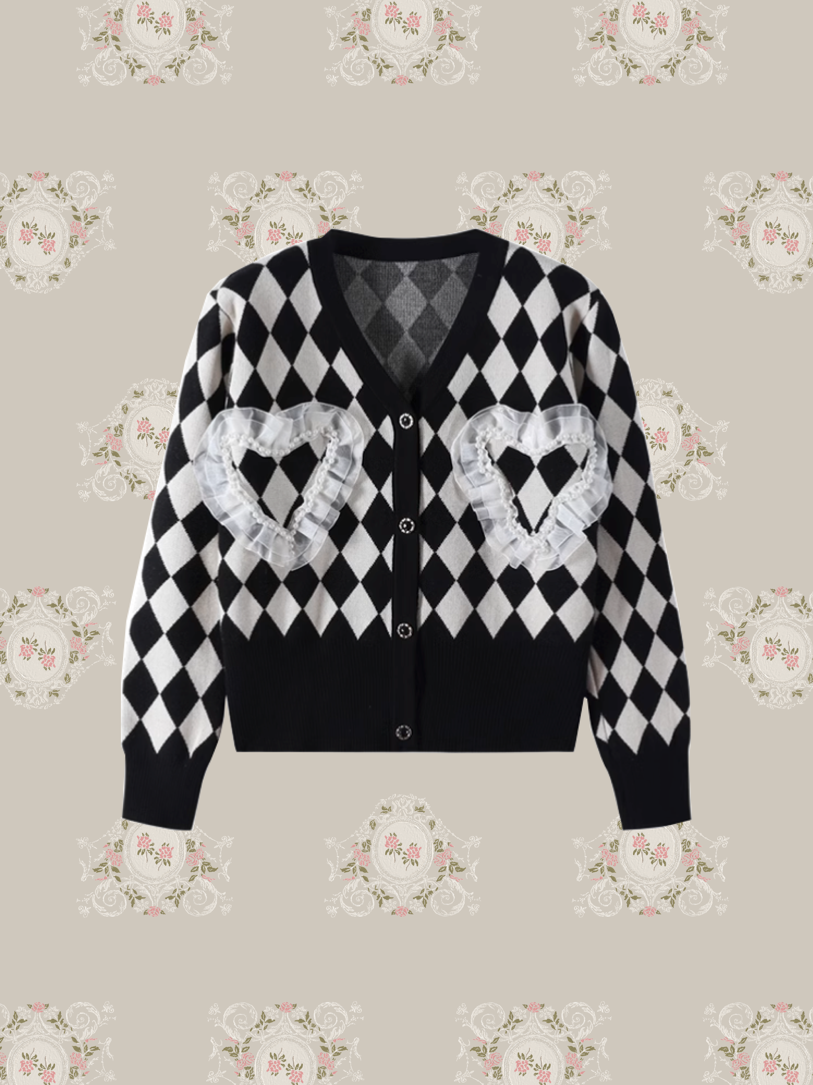 Cute Heart Motif Cardigan/キュートハートモチーフカーディガン