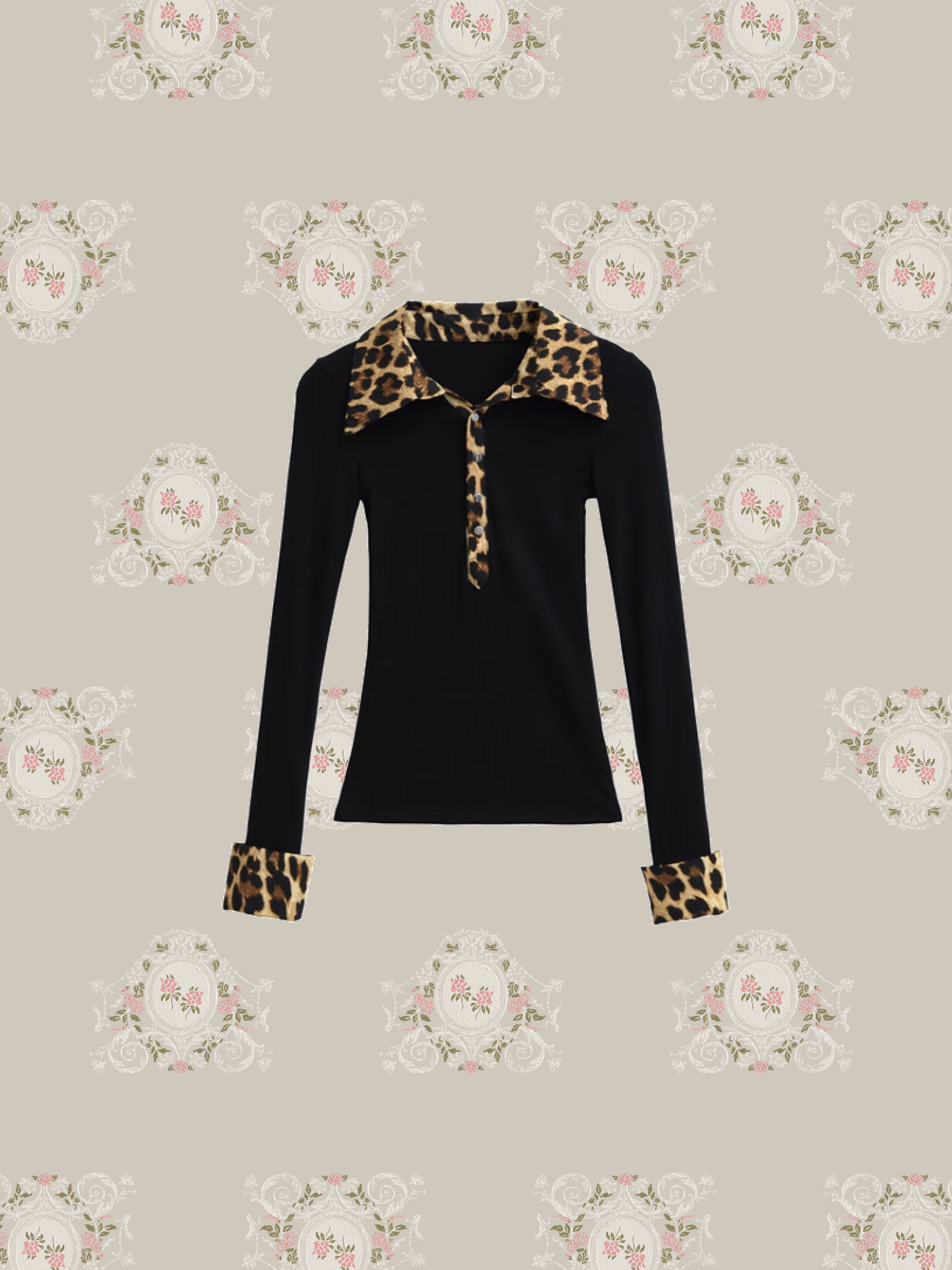 Leopard Stitching Top/ヒョウ柄ステッチトップ