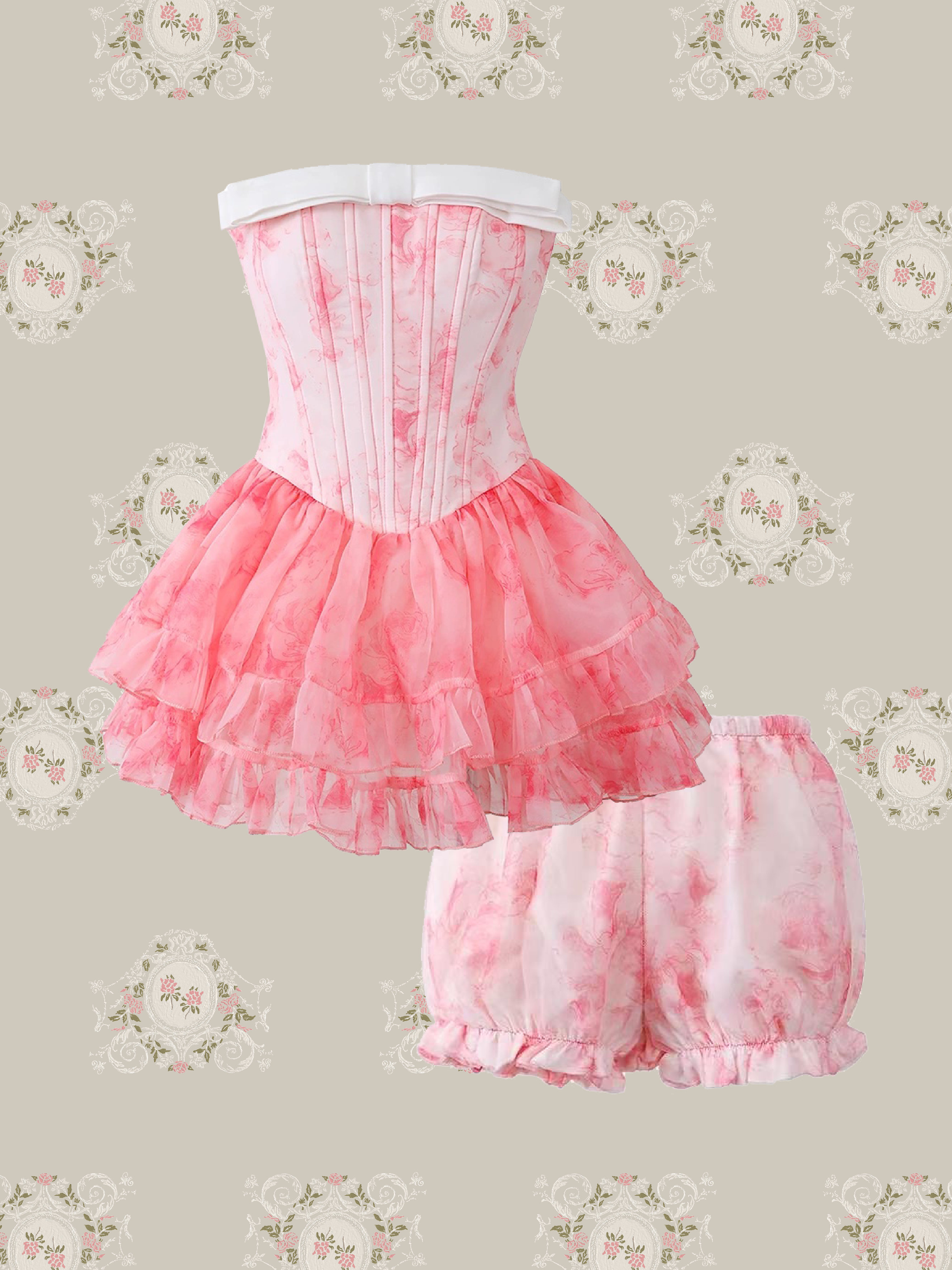 Luxe Bow Structured Bustier Dress Set Up/ラグジュアリーリボン付きビスチェドレス
