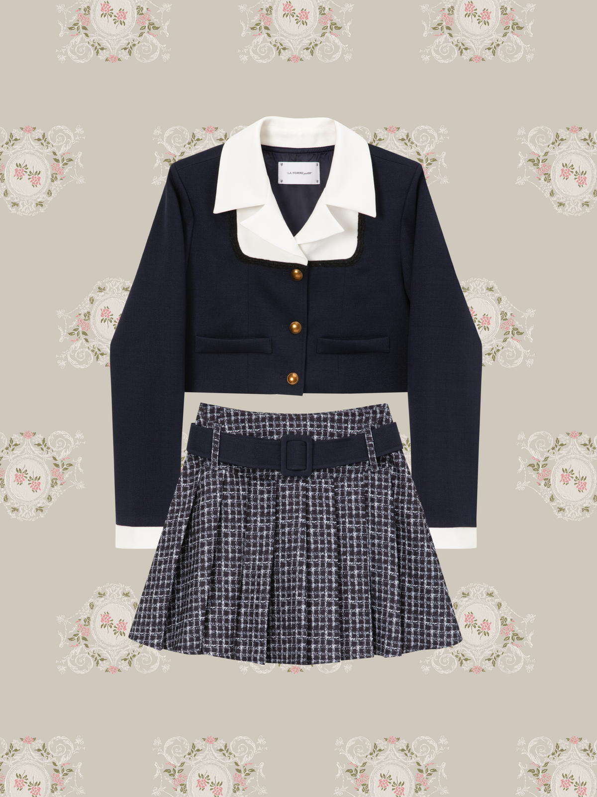 ・予約商品・Tweed Style Jacket Set-Up ツイード風ジャケットのセットアップ