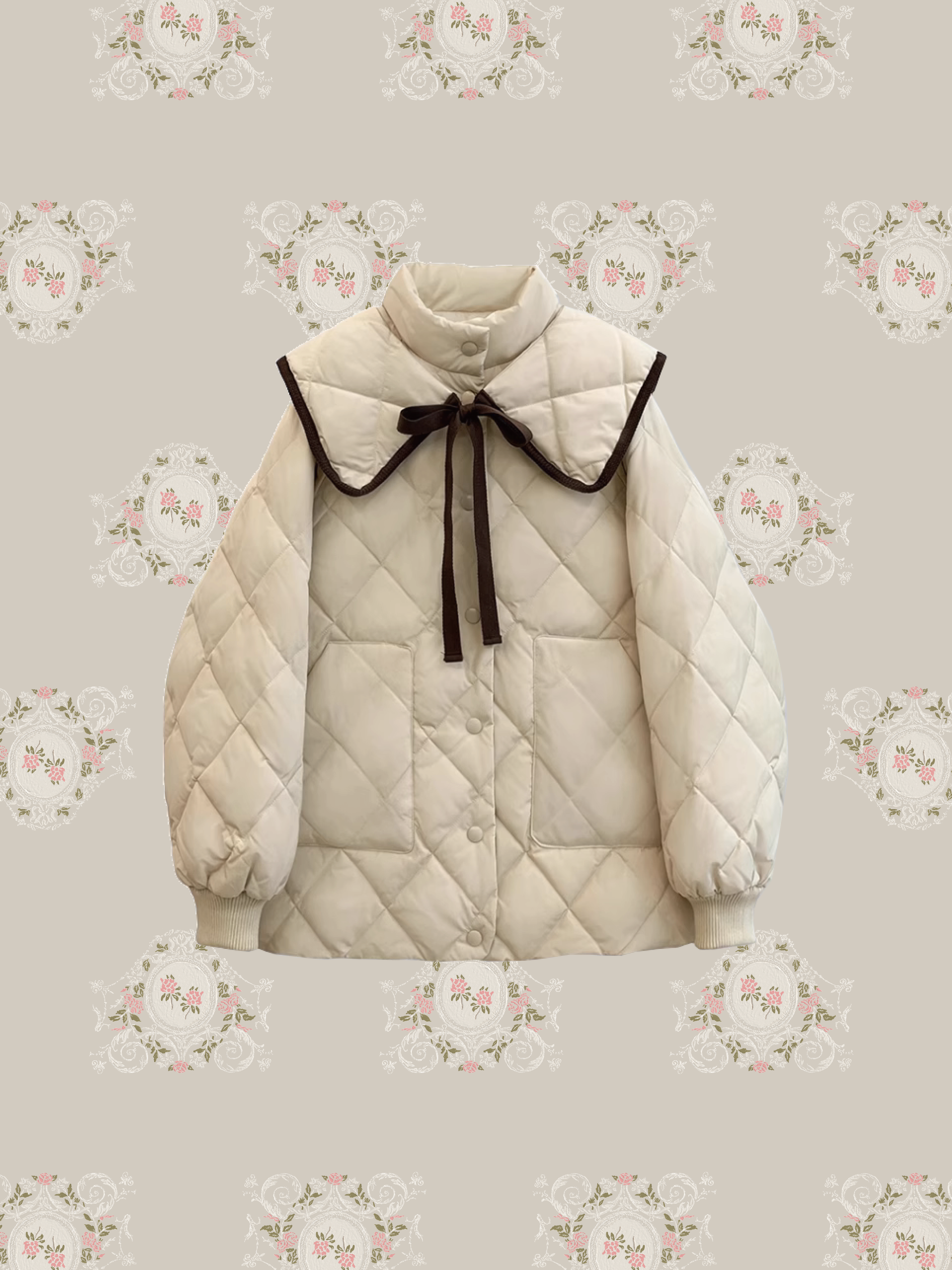 Quilted Lace Ribbon Duck Down Jacket キルティングレースリボンダックダウンジャケット