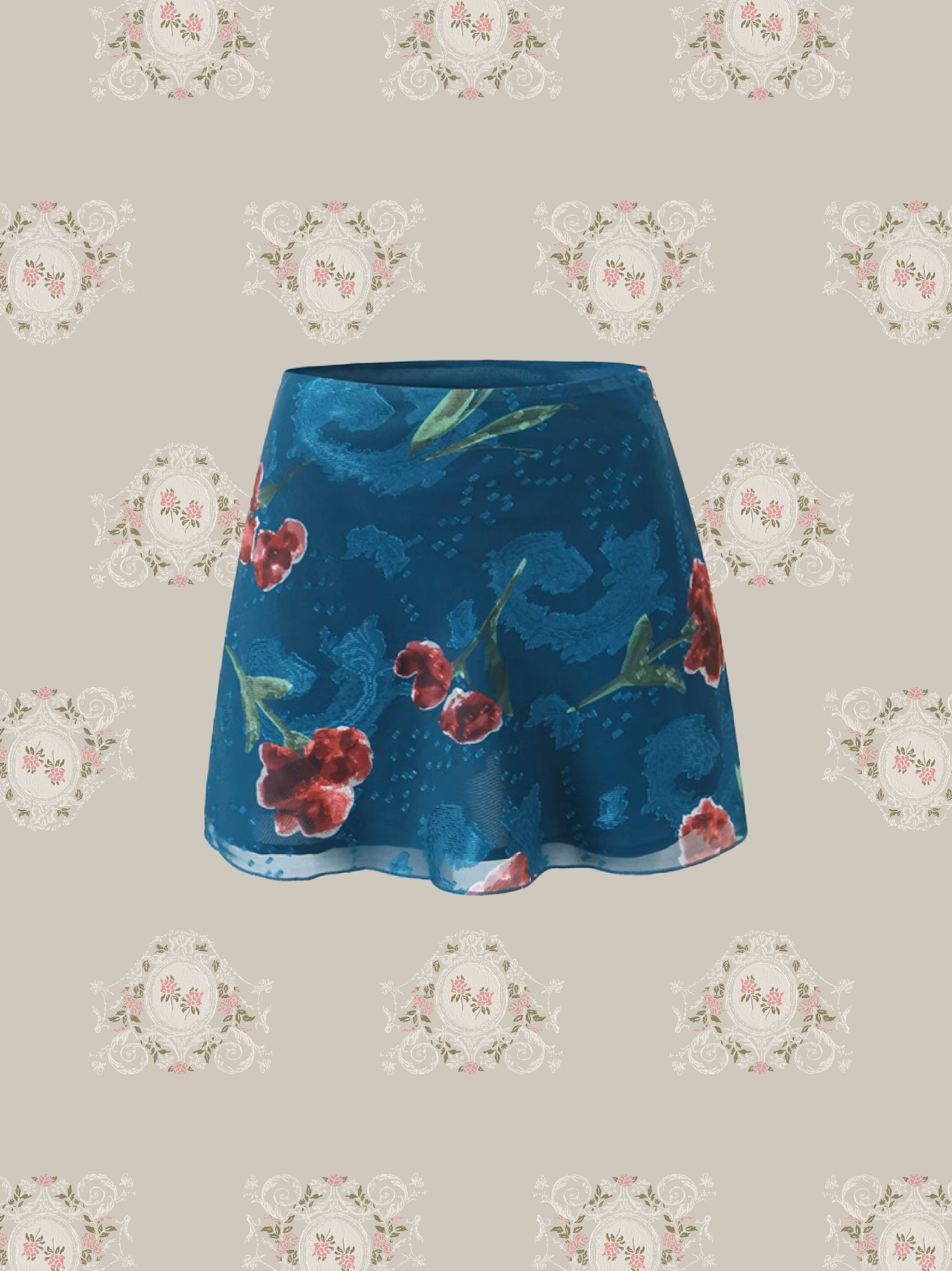 Vintage Floral Print Mesh Skirt/ヴィンテージフローラルプリントメッシュスカート