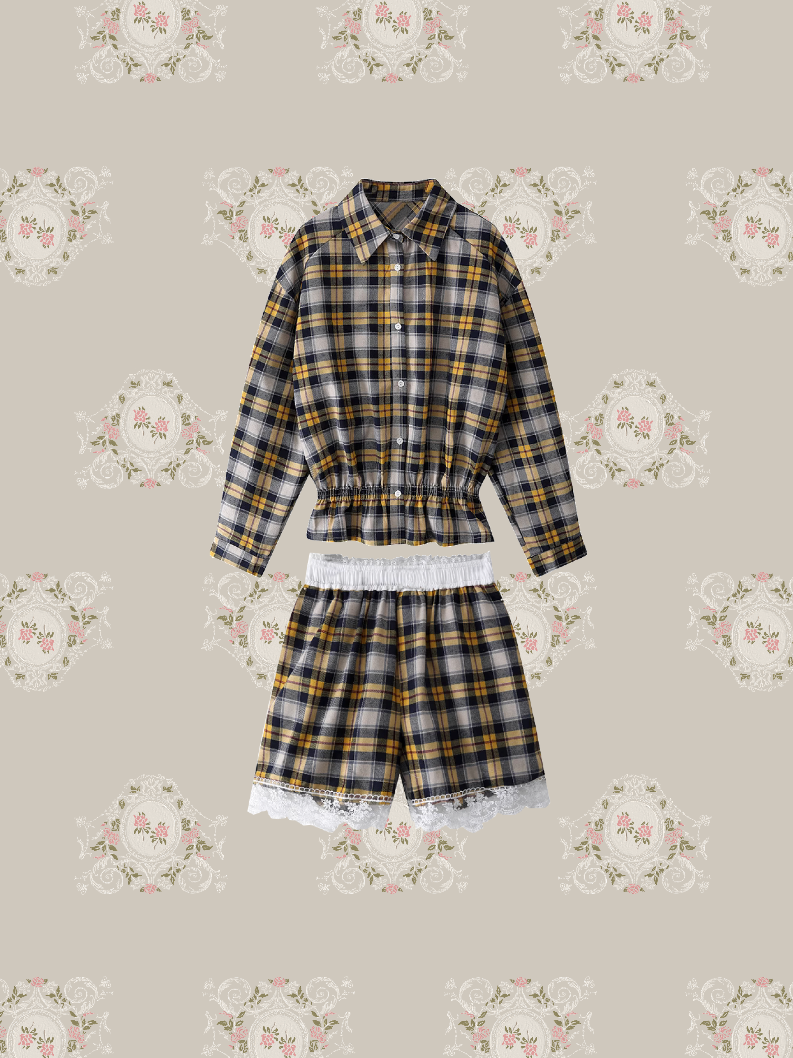 Retro Waisted Check Shirt Set-Up/レトロウエストチェックシャツセットアップ