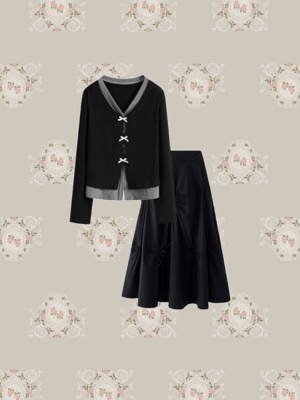Front Ribbon Knit Set up/フロントリボンニットセットアップ