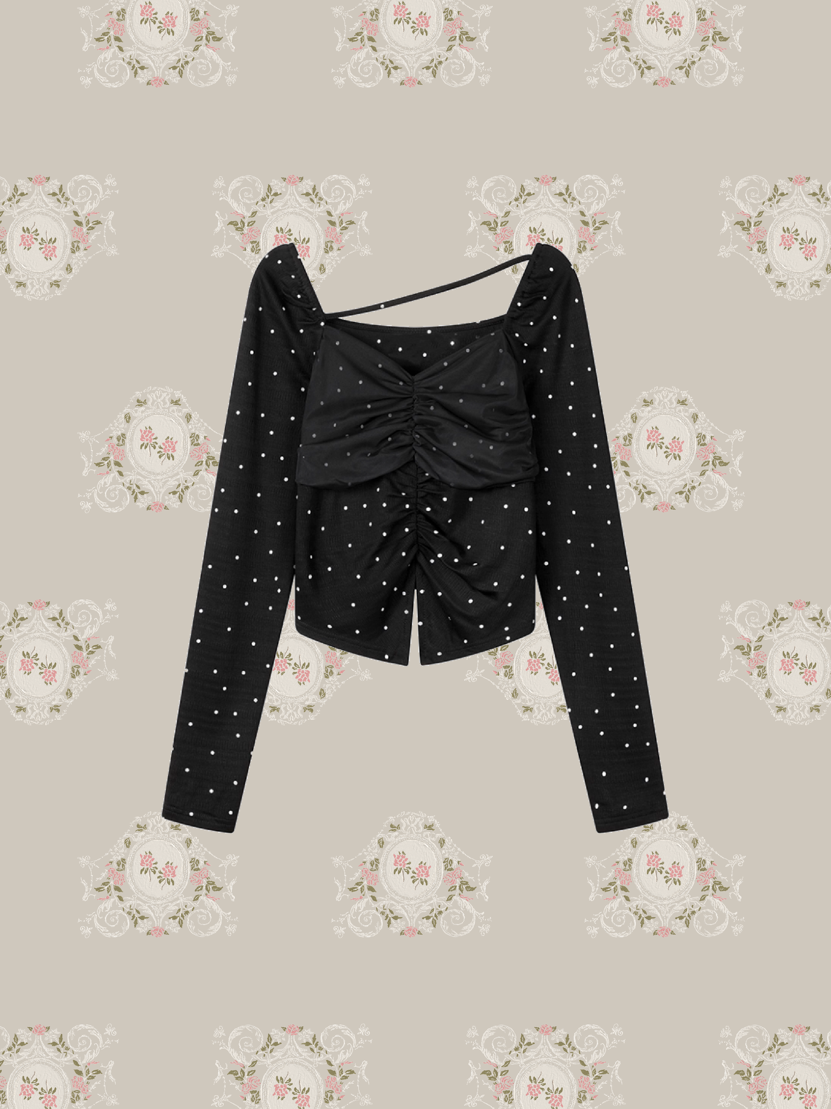 Mesh Ribbon Dots Top/メッシュリボンドットトップス