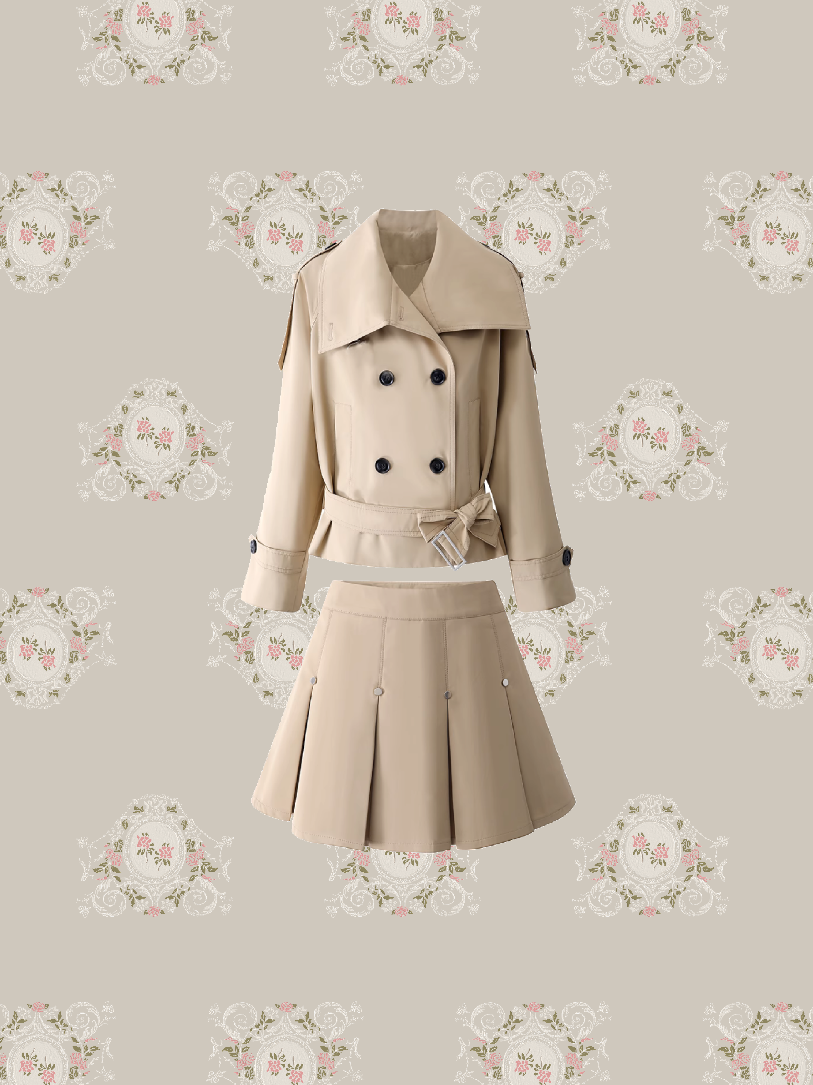 Double Button Trench Coat Set-Up/ダブルボタントレンチコートセットアップ