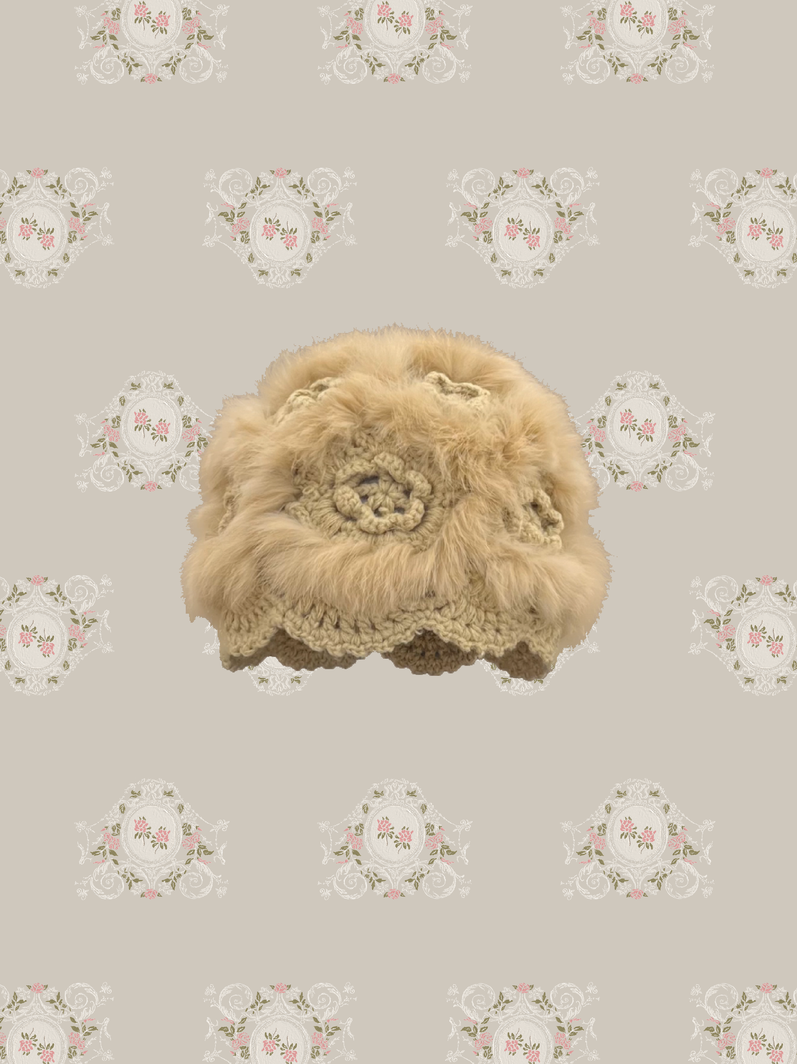 Fluffy Knitting Flower Hat/ふわふわニットフラワーハット