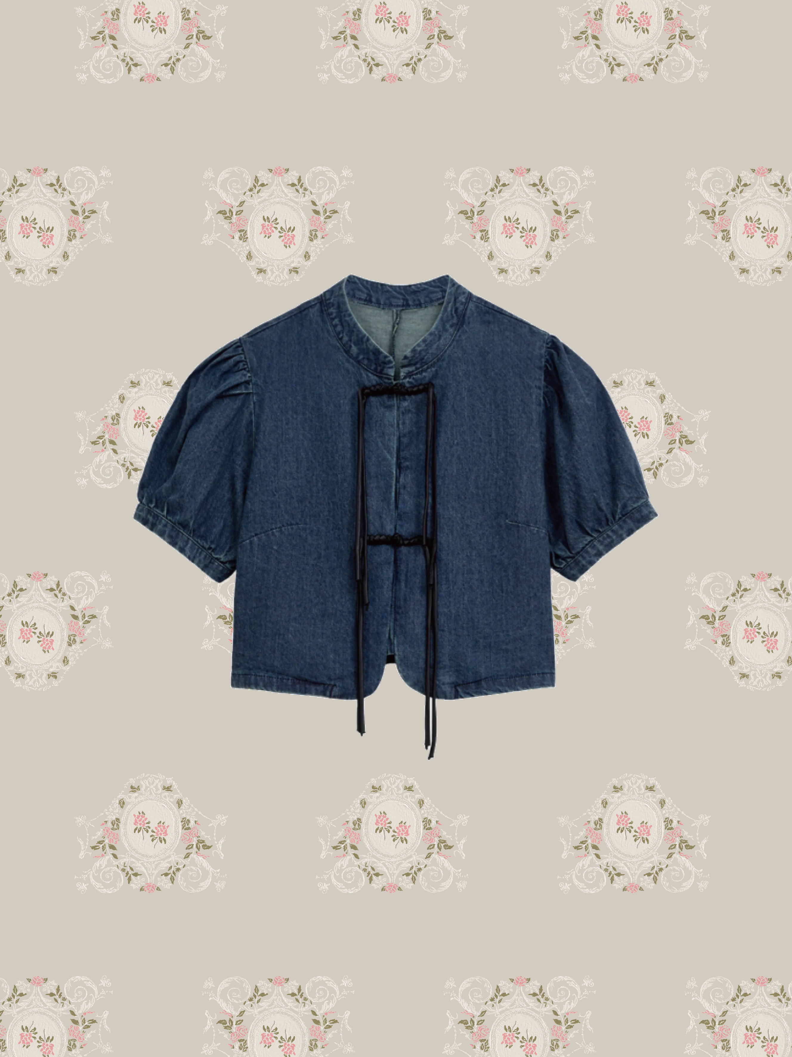 Puff Sleeve Denim Tops/パフスリーブデニムトップス
