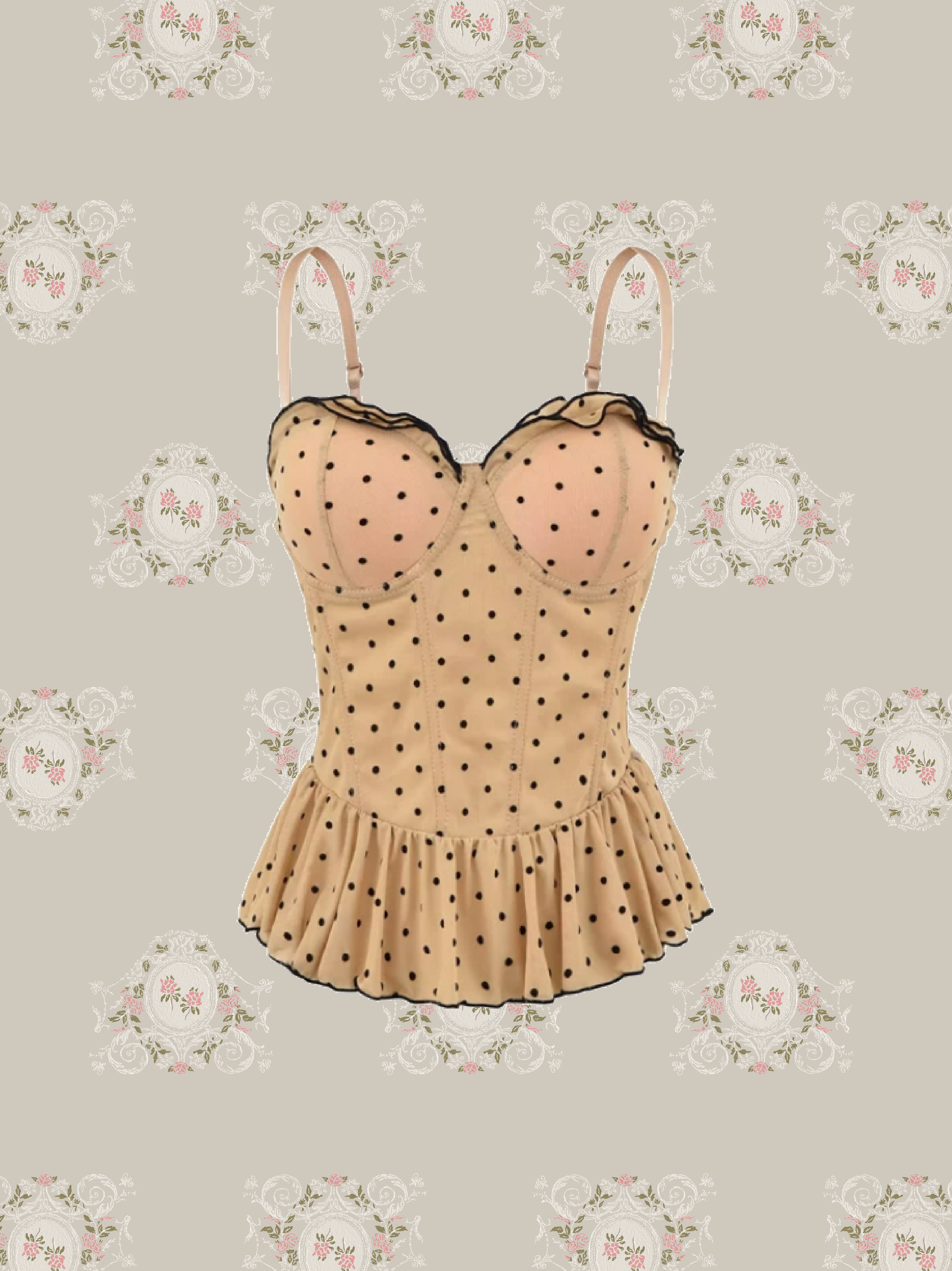 Dots Padded Flare Cami/ドット柄パッド入りフレアキャミソール