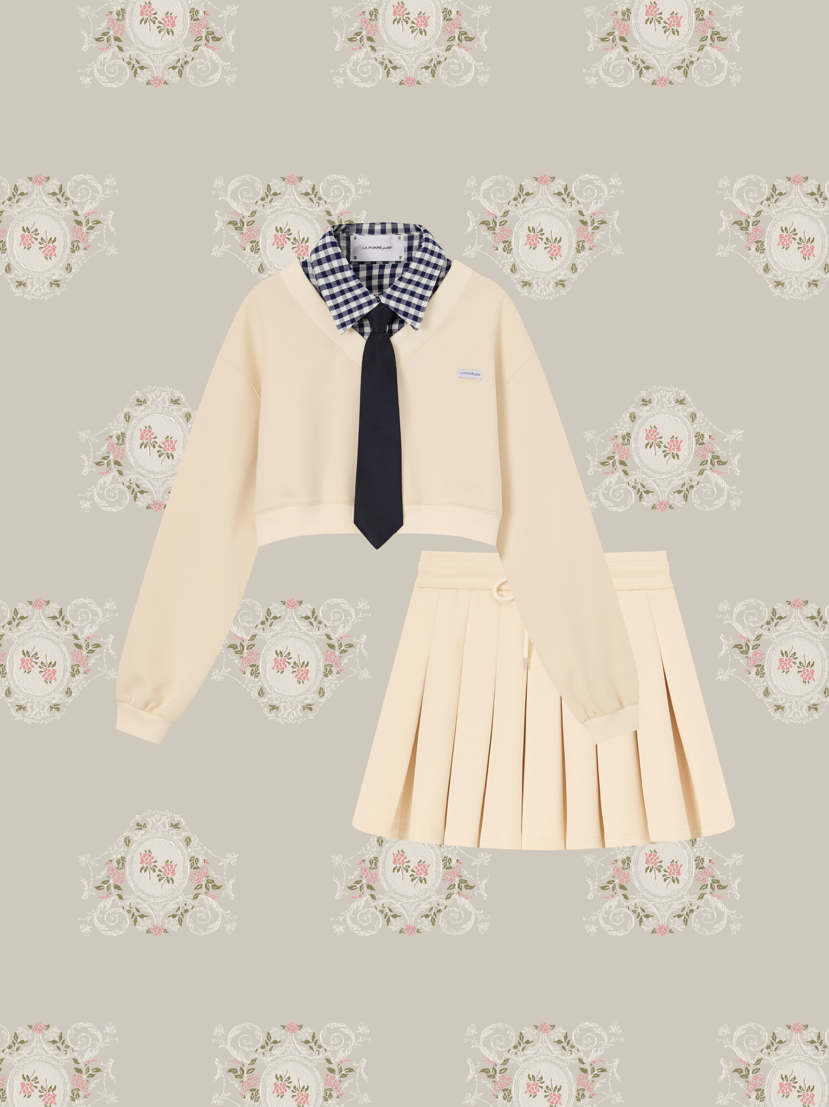 ・予約商品・Preppy Macaron Sweat Pleats Skirt Set Up/プレッピーマカロン風スウェットプリーツスカートセットアップ