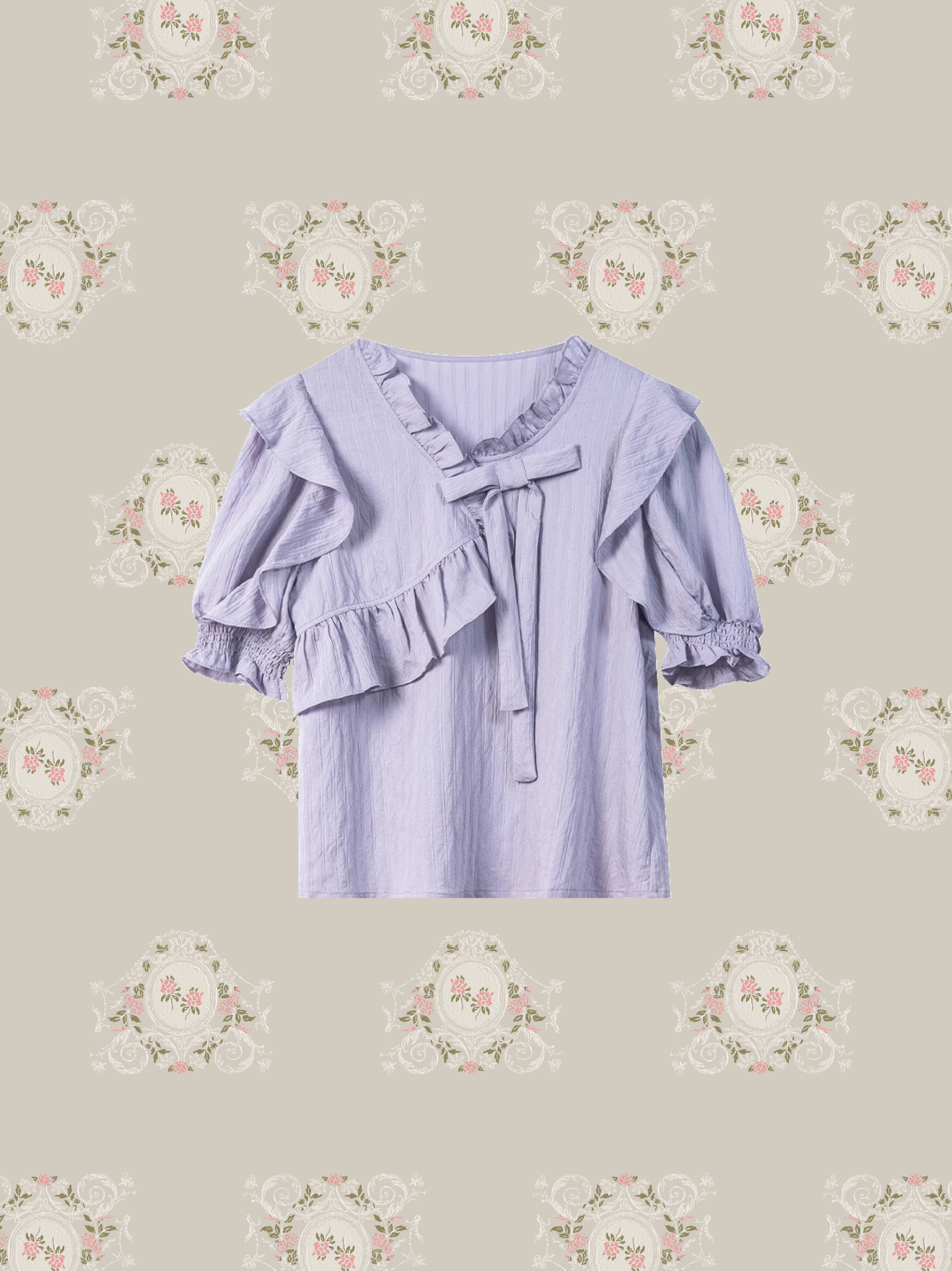 Asymmetry Purple Frill Shirt  アシンメトリーパープルフリルシャツ