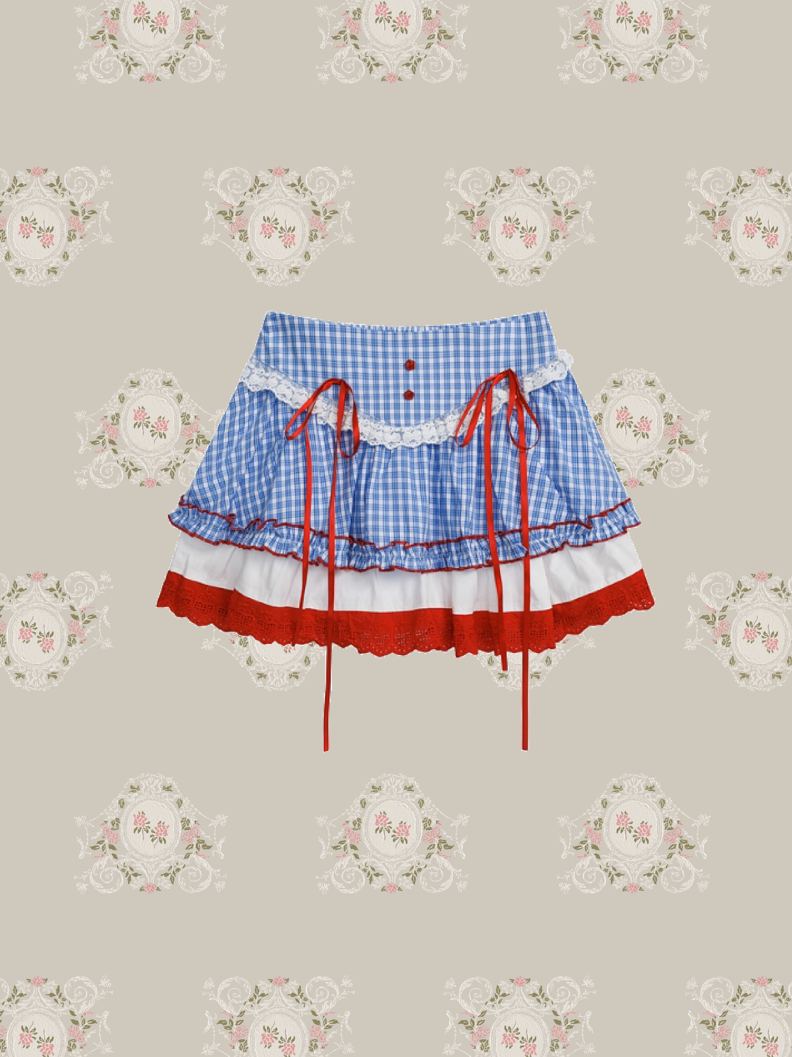 Retro Plaid Layered Bubble Skirt/レトロチェック柄レイヤードバブルスカート