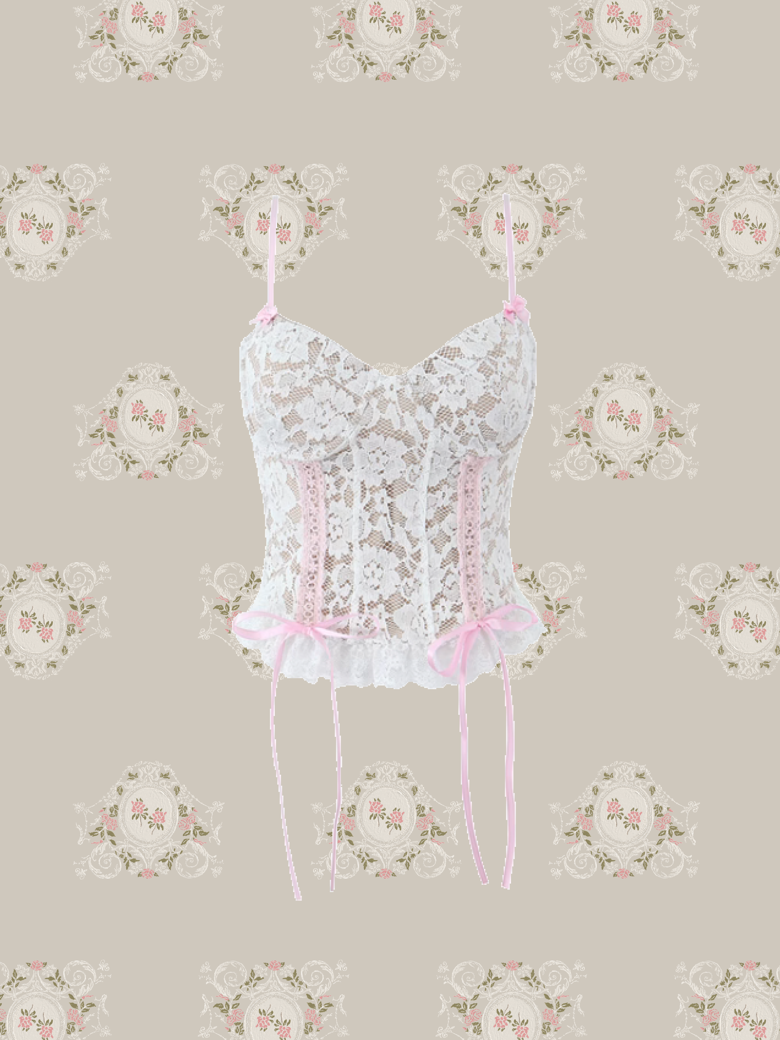 Lace Up Pink Cami/レースアップピンクキャミ