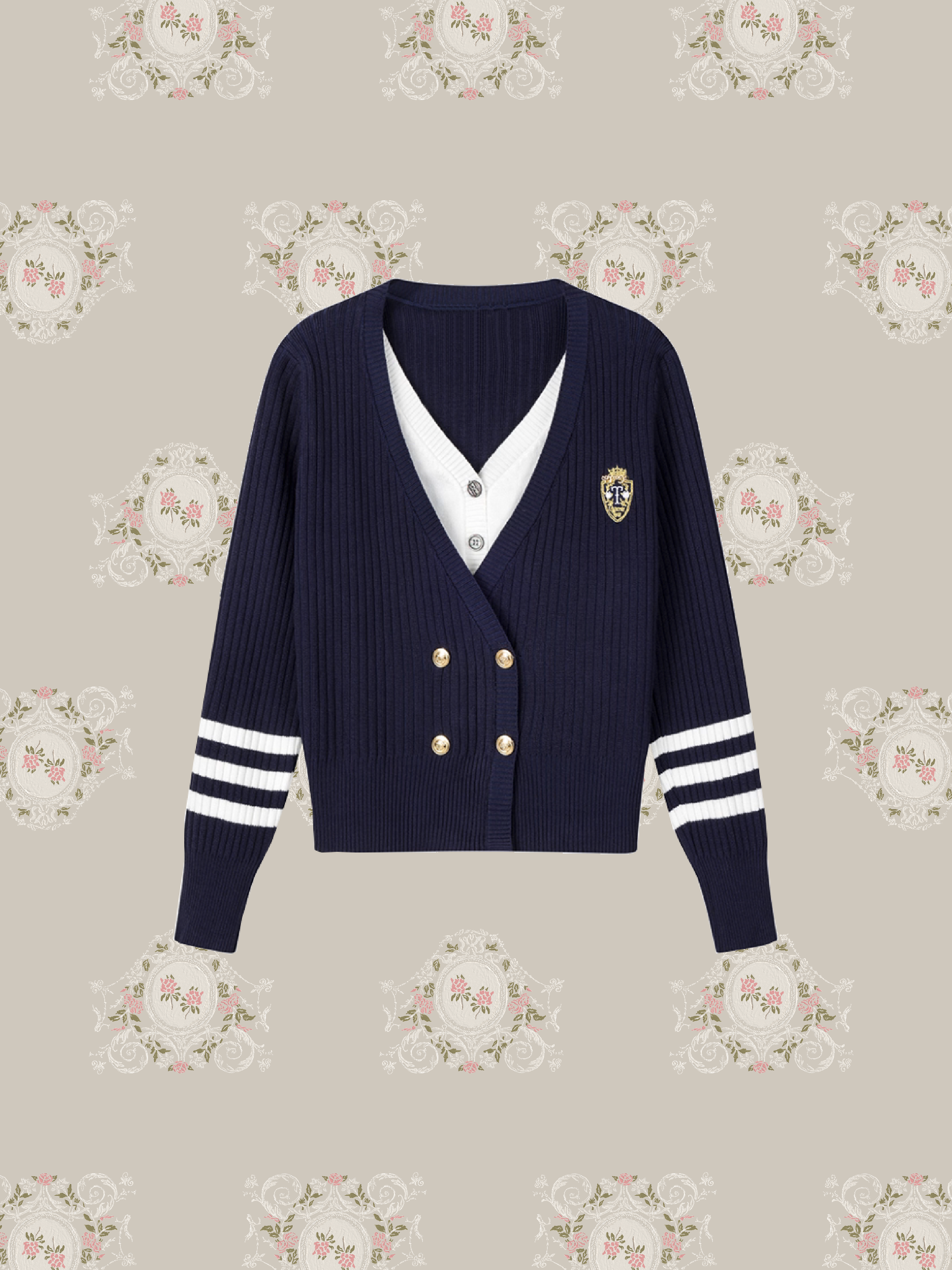 Fake Two Preppy Cardigan/フェイクツープレッピーカーディガン