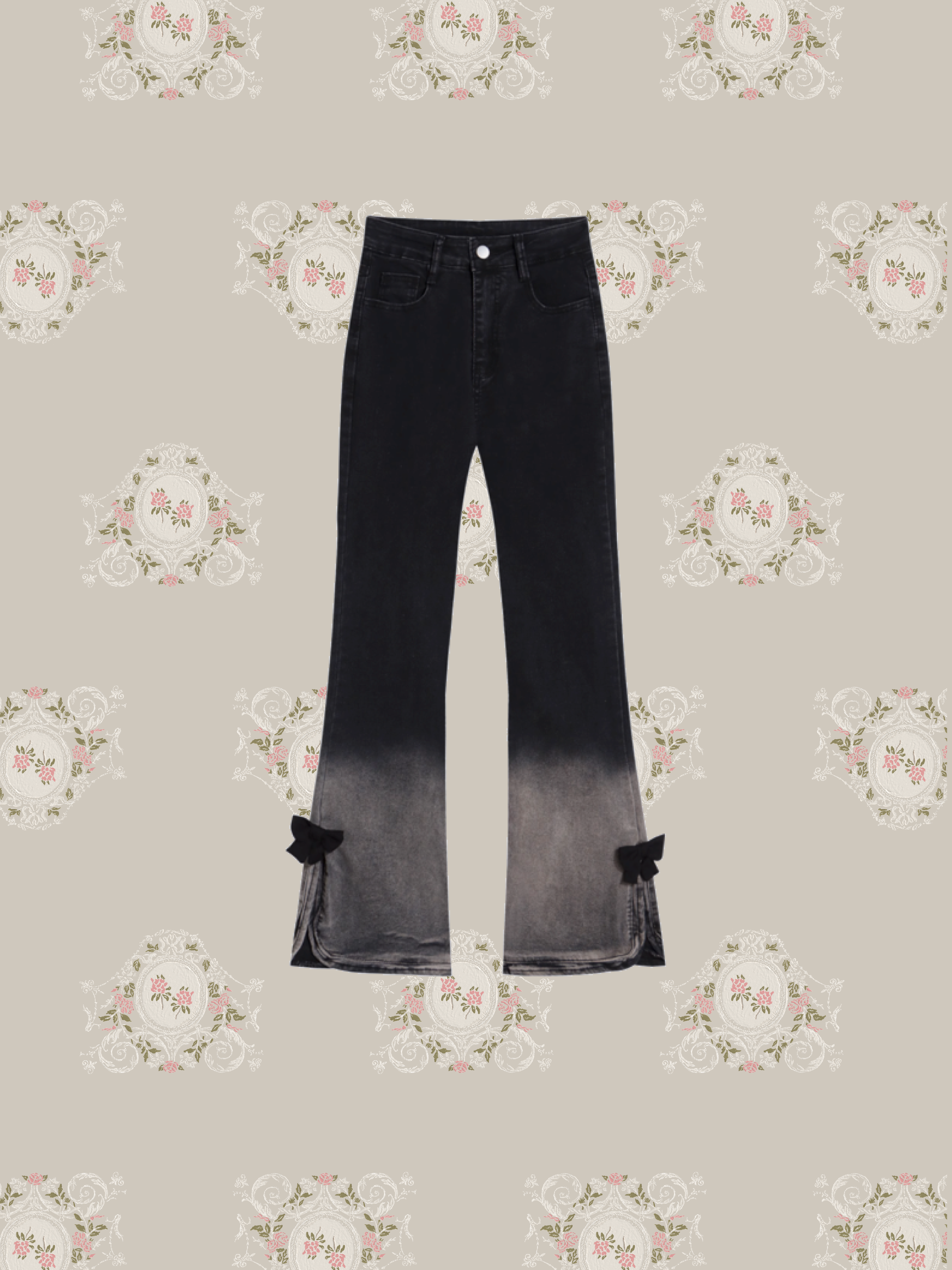 Gradient Ribbon Bell Denim Pants/グラデーションリボンベルデニムパンツ