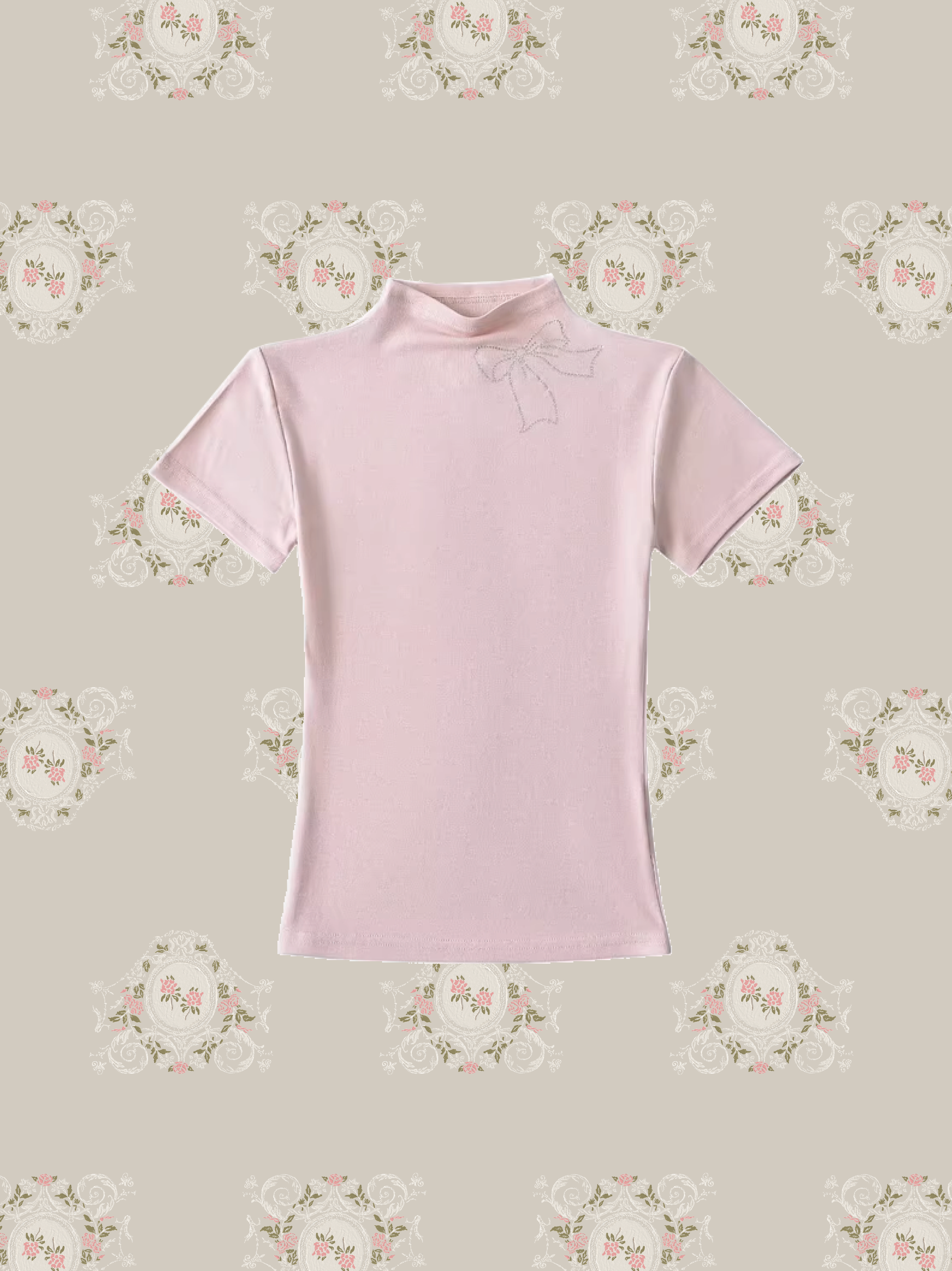 Half Collar Ribbon Beads Tops/ハーフカラーリボンビーズトップス