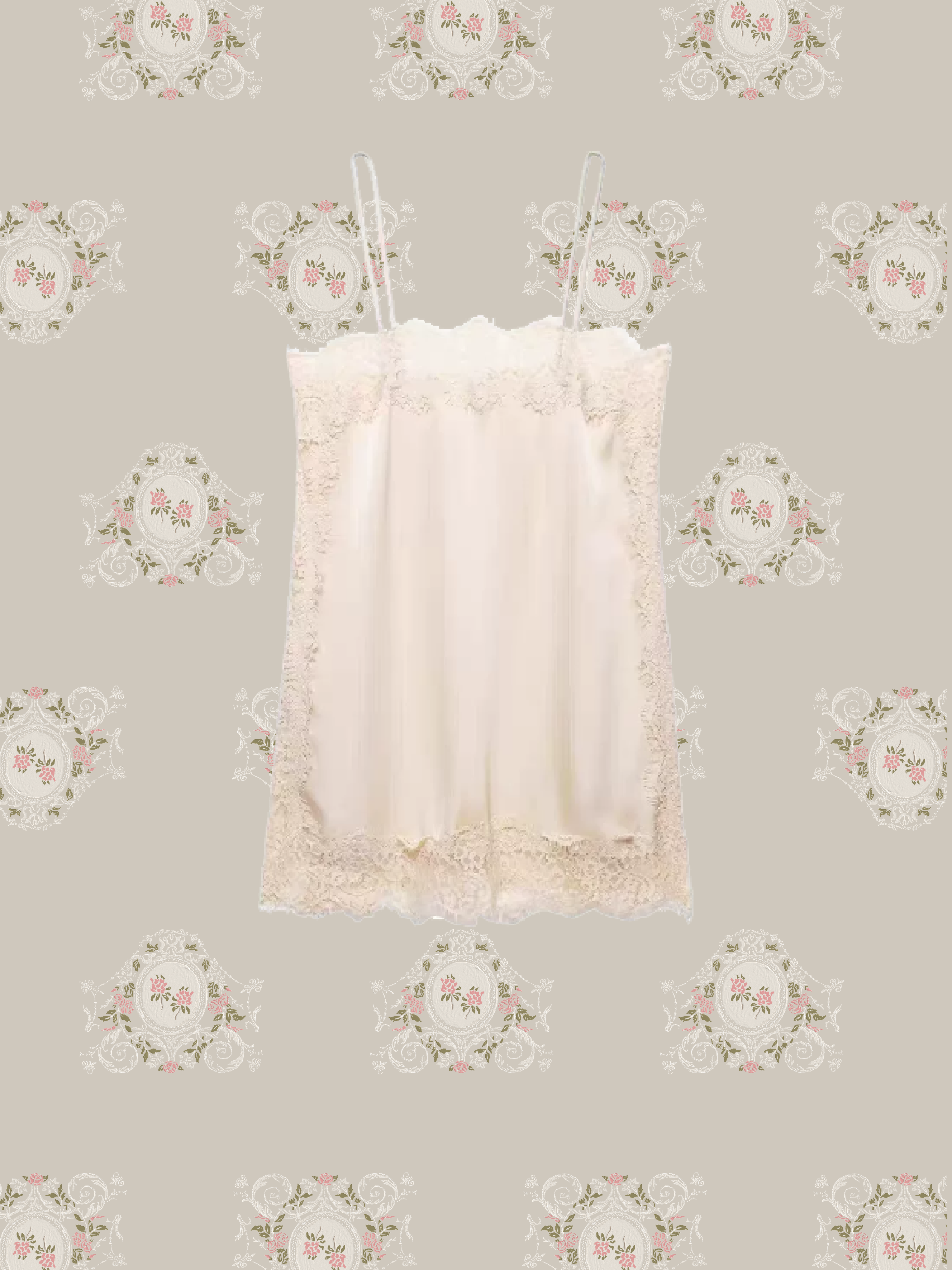 Satin Lace Trim Cami/サテンレーストリムキャミ