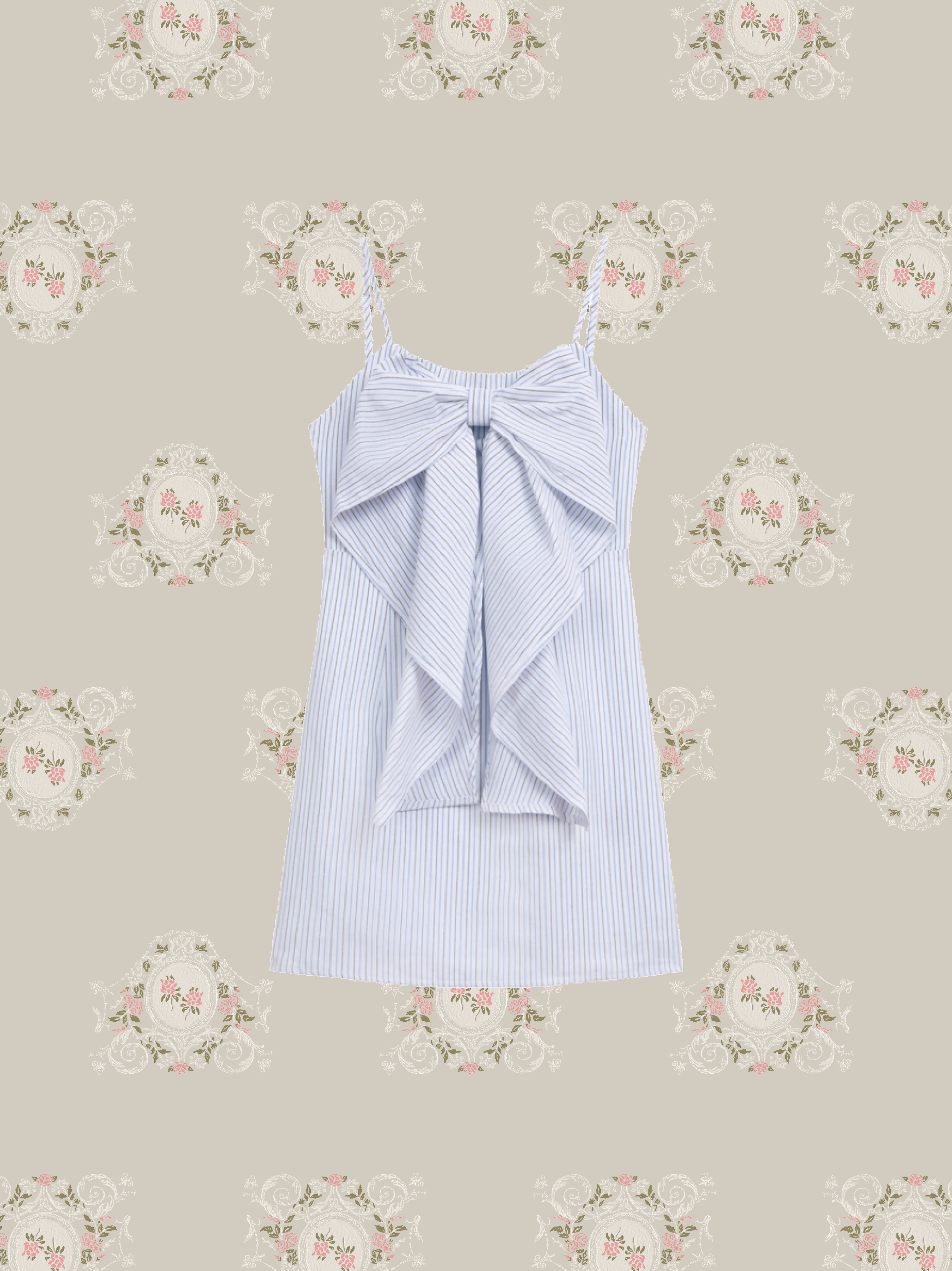 Big Ribbon Stripe One Piece/ビッグリボンストライプワンピース