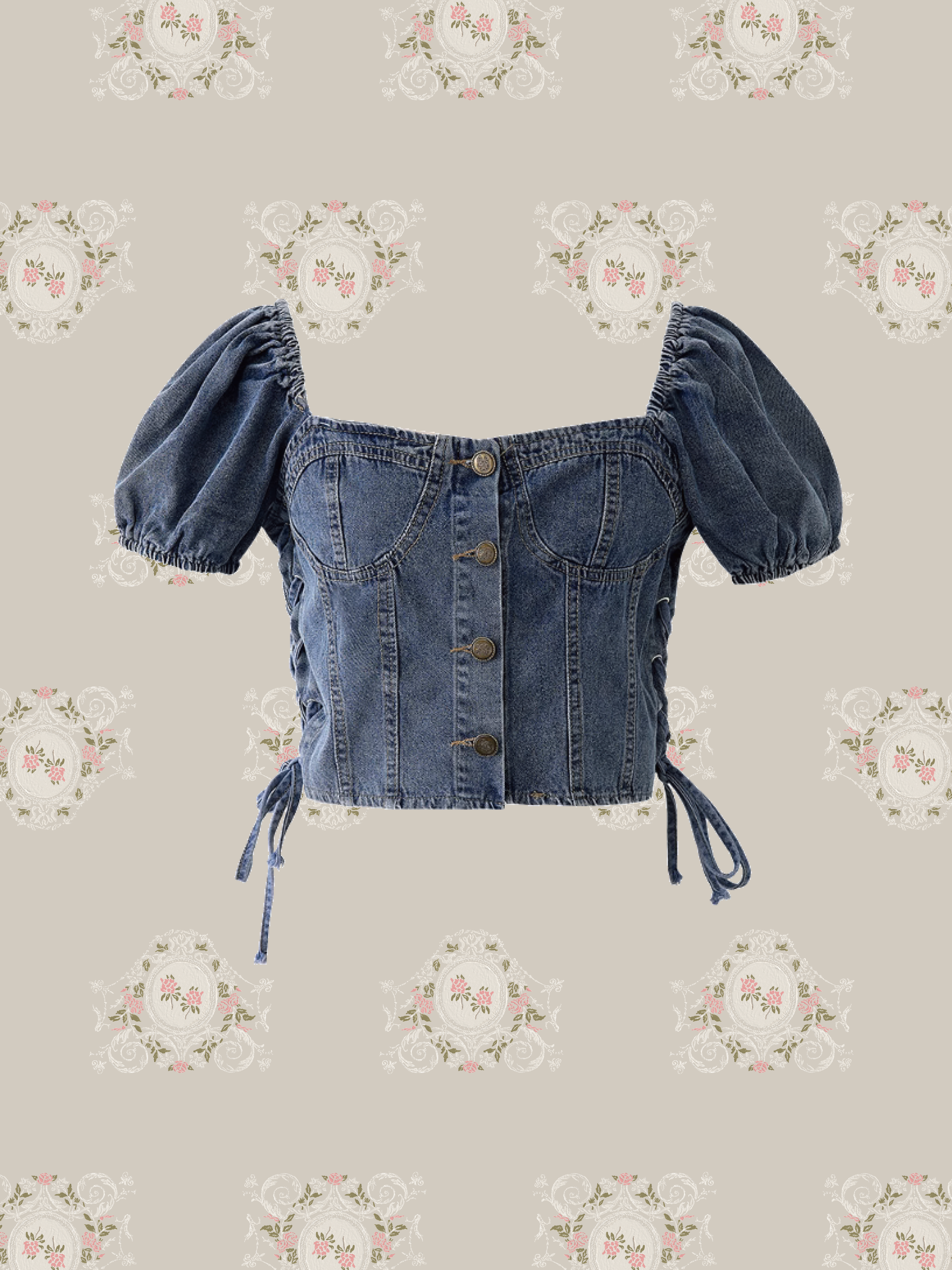 Square Collar Denim Top スクエアカラーデニムトップス