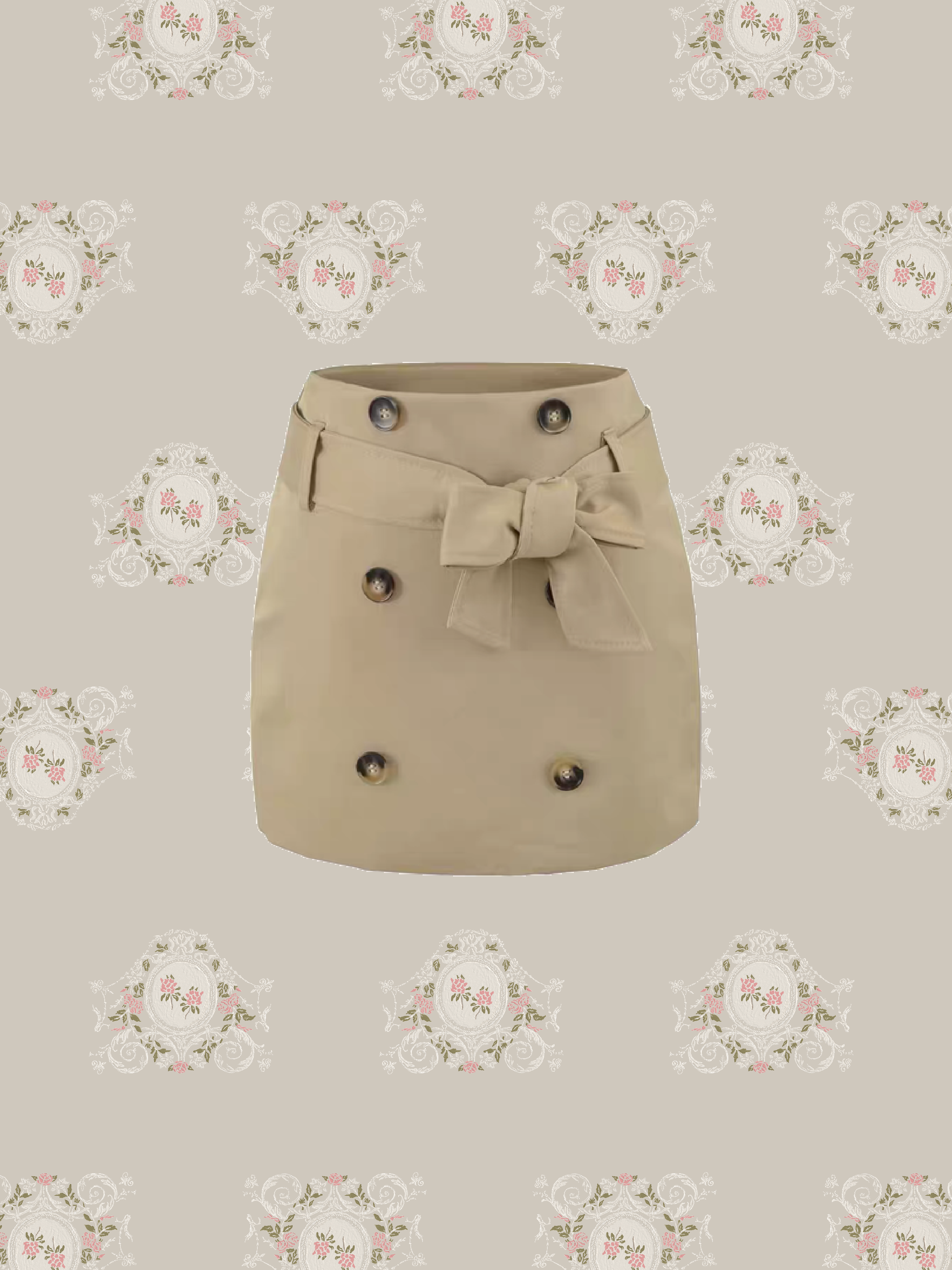 Trench-Inspired Belted Mini Skirt/トレンチ風ベルト付きミニスカート