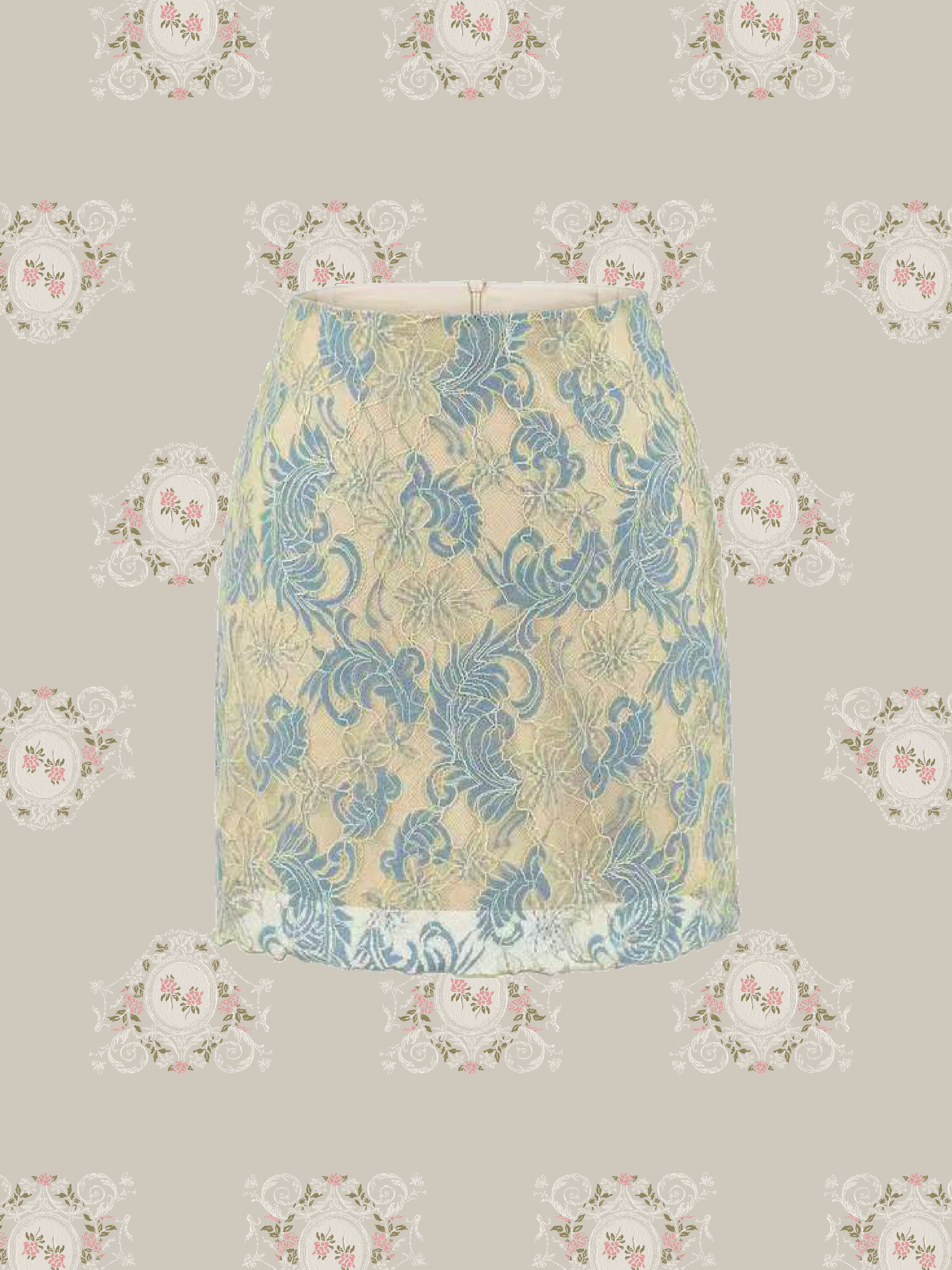 Jacquard Pastel Floral Lace Mini Skirt/ジャカードパステル花柄レースミニスカート