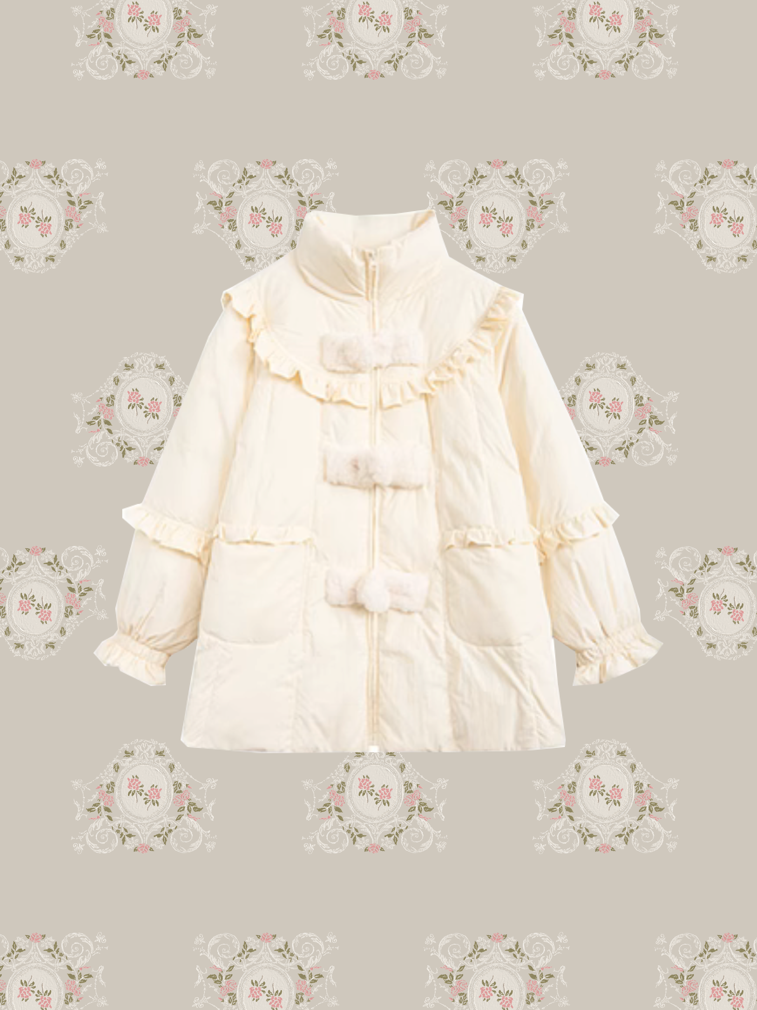 Fluffy Buckle Frill Duck Down Coat/ふわふわバックルフリルダックダウンコート