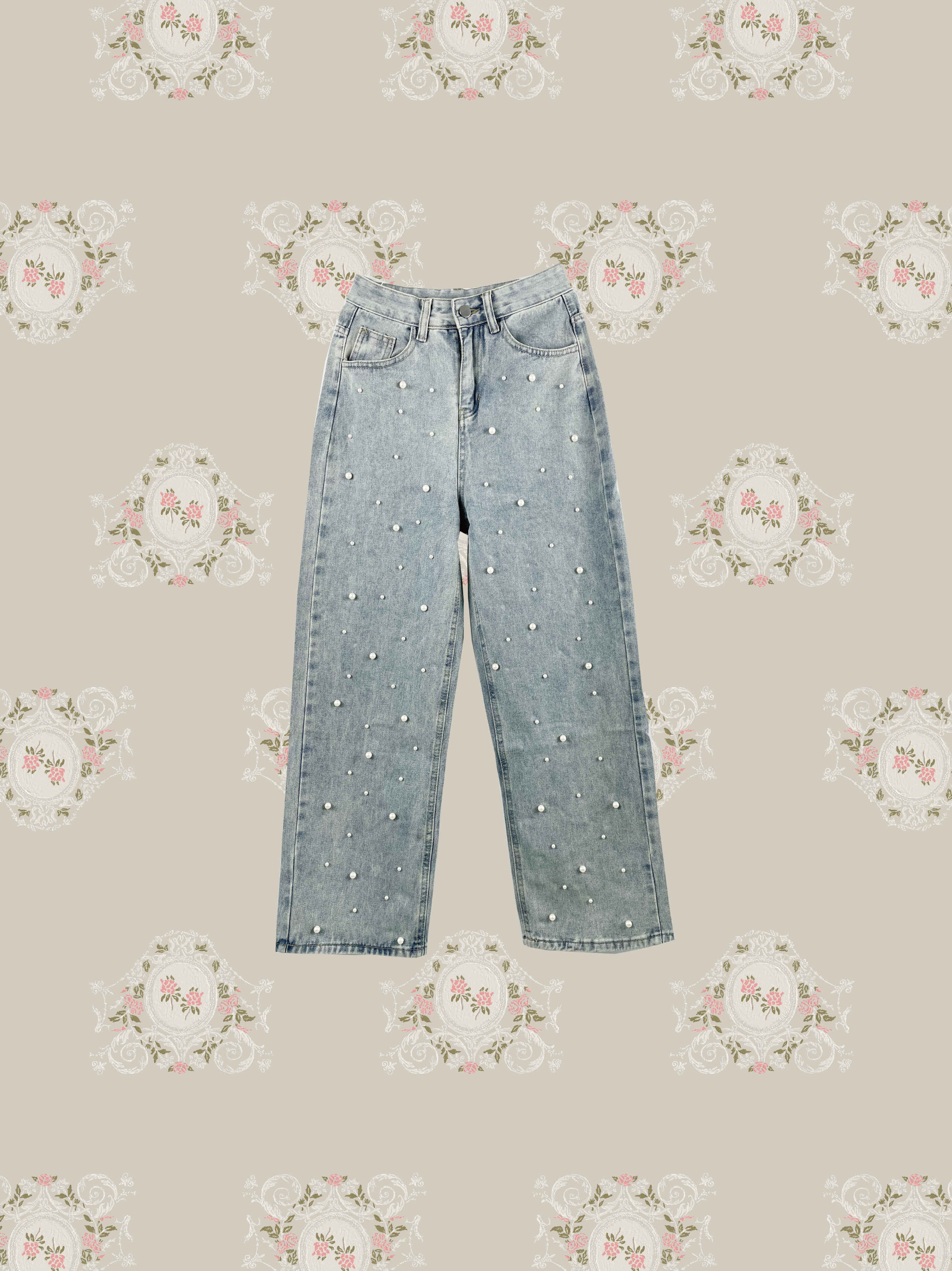 Pearl Deco Wide Denim Pants パールデコワイドデニムパンツ