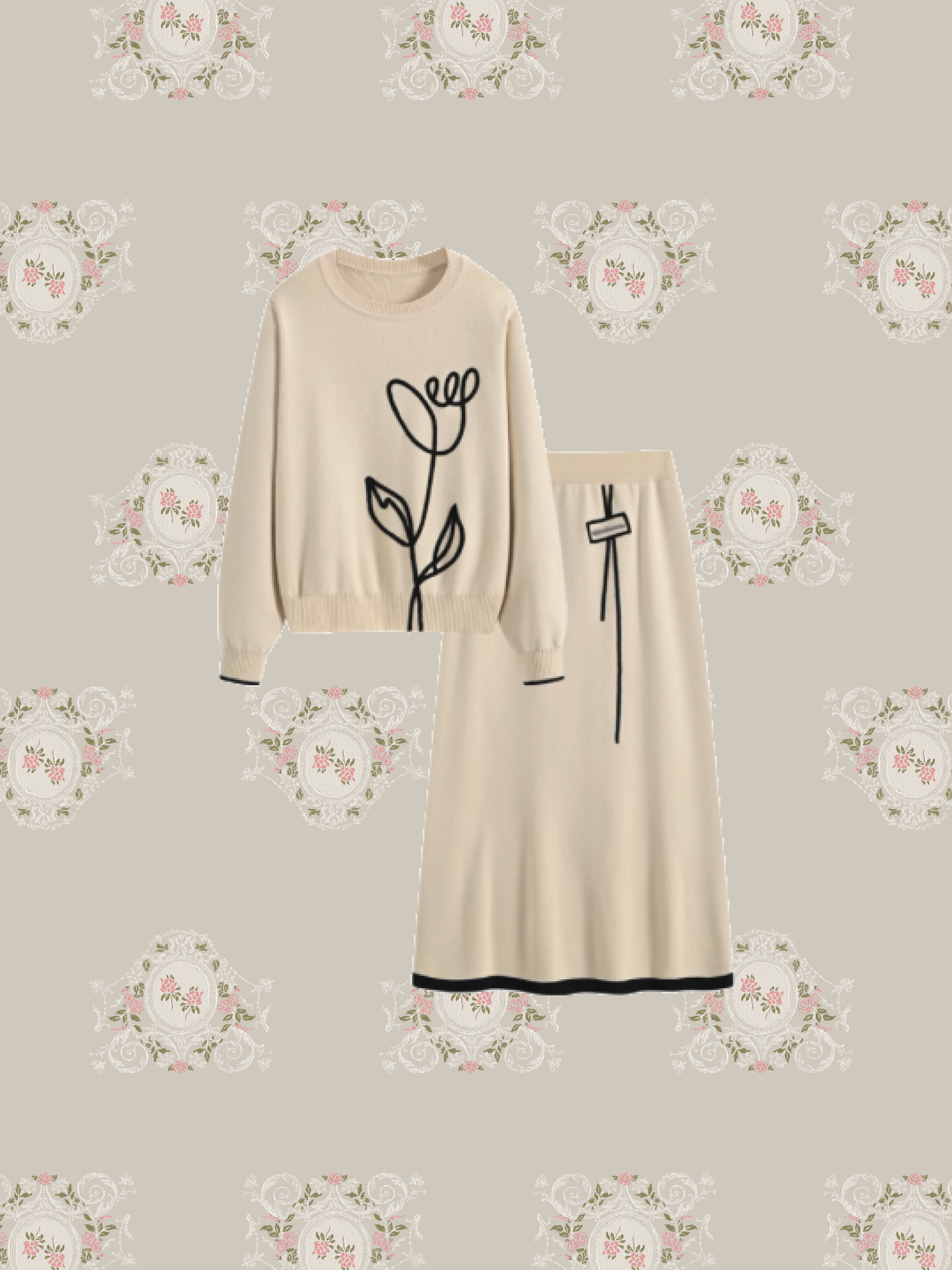 Floral Knit Set Up/花柄ニットセットアップ