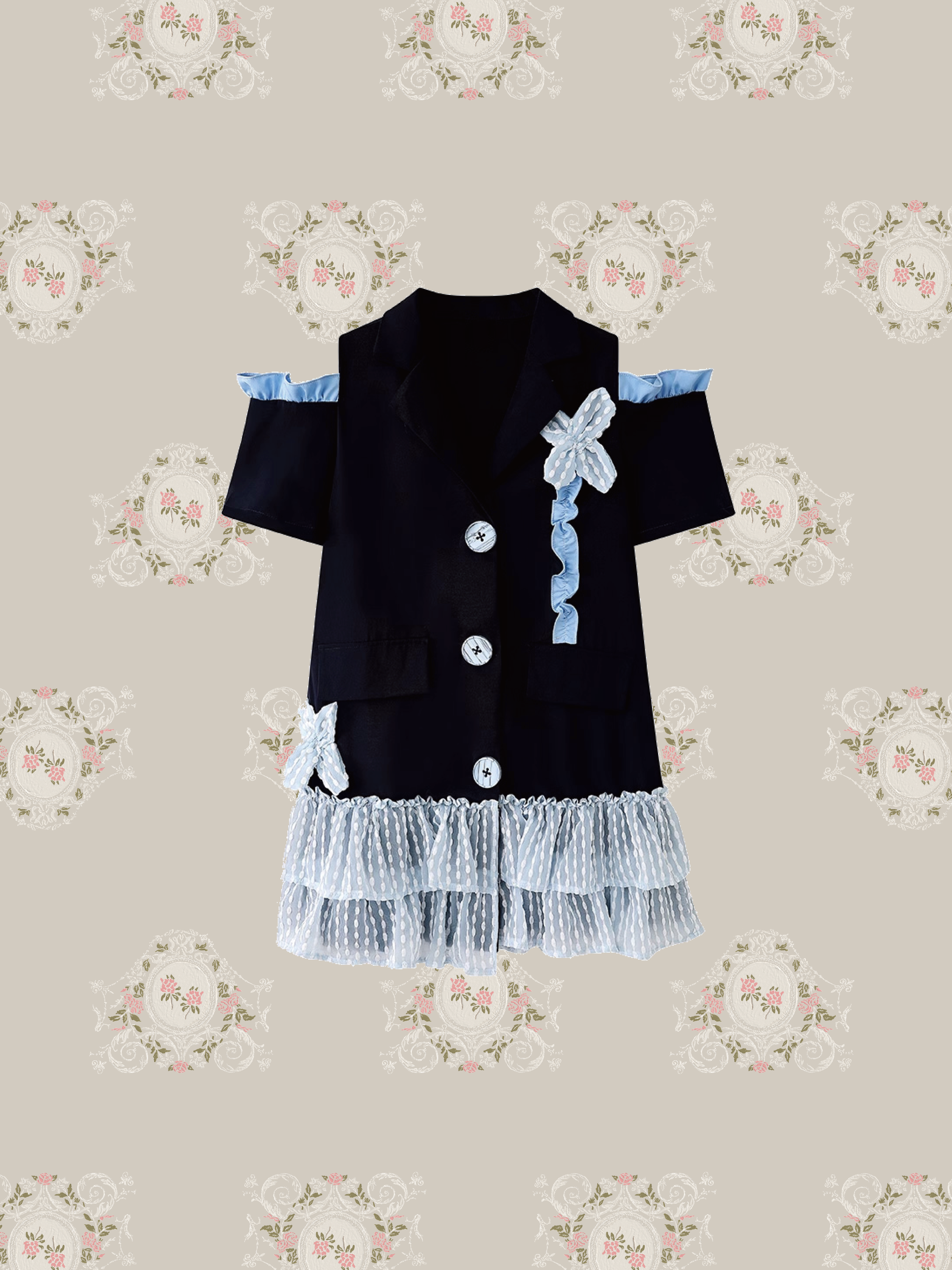 Dot Flower Lace Blazer Dress  ドットフラワーレースブレザードレス
