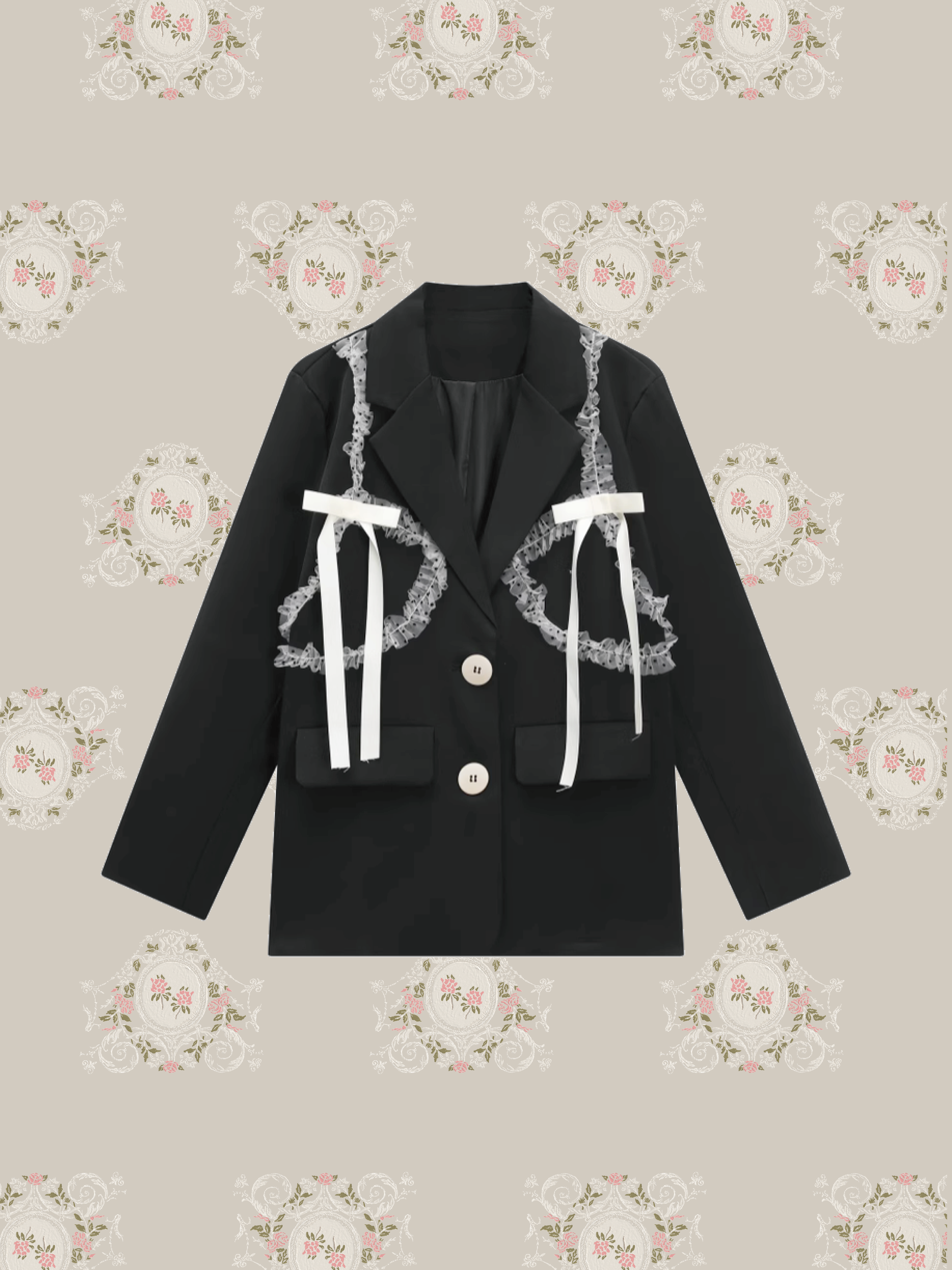 Dot Lace Ribbon Jacket