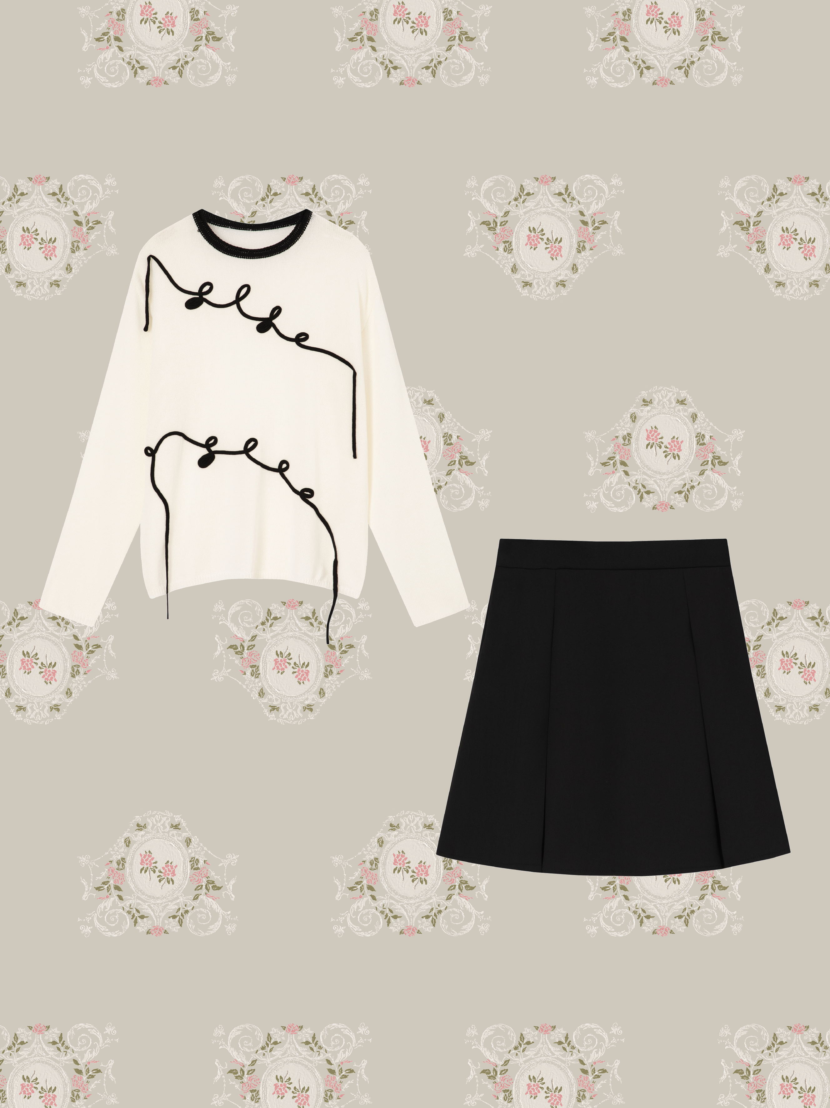 Line Applique Knit Set Up/ラインアップリケニットセットアップ