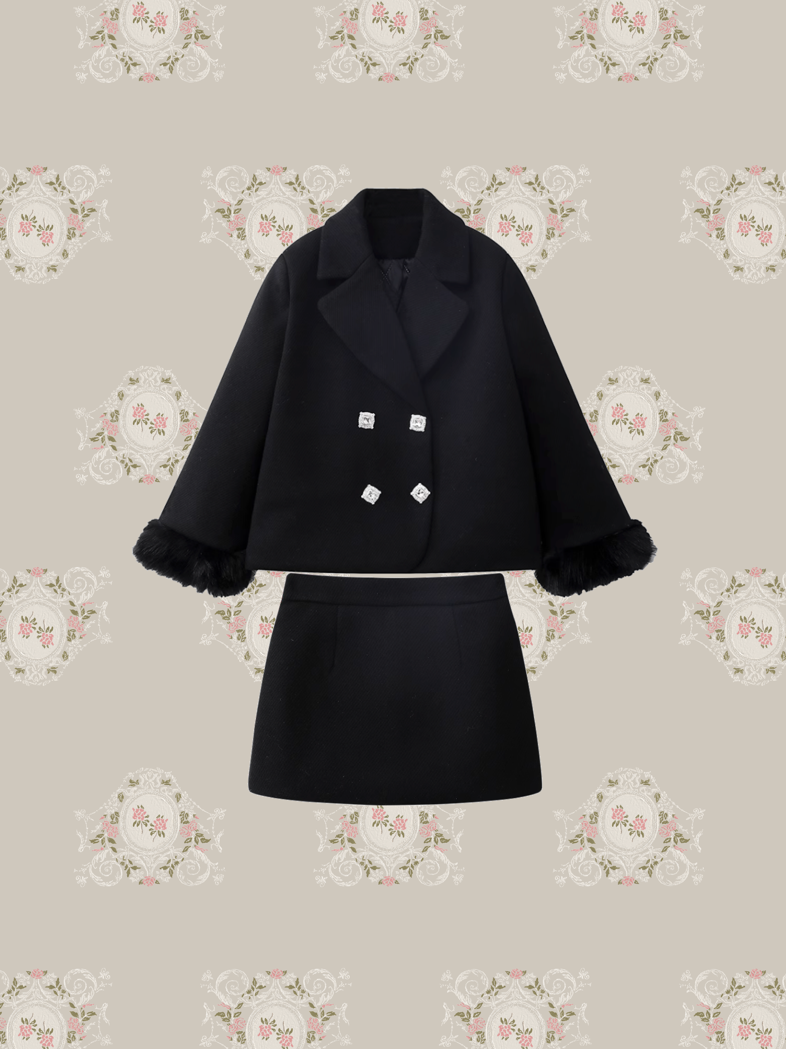 Fluffy Cape Coat Set Up/ふわふわケープコートセットアップ