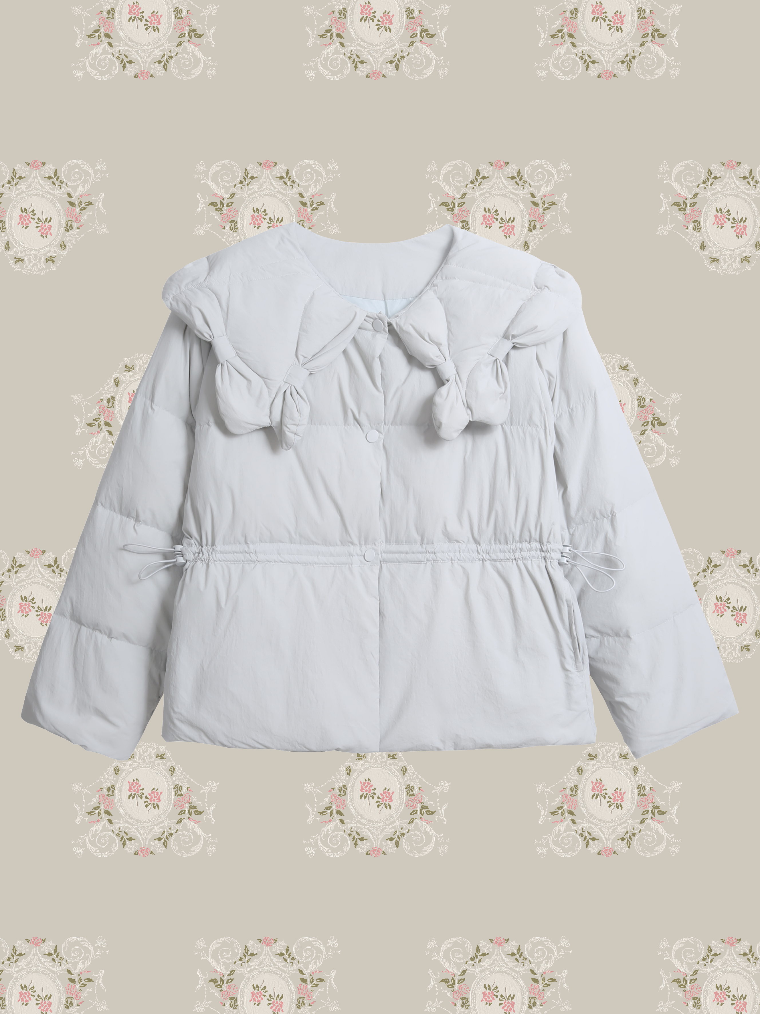 Ribbon Collar Waisted Duck Down Jacket/リボンカラーウエストダックダウンジャケット