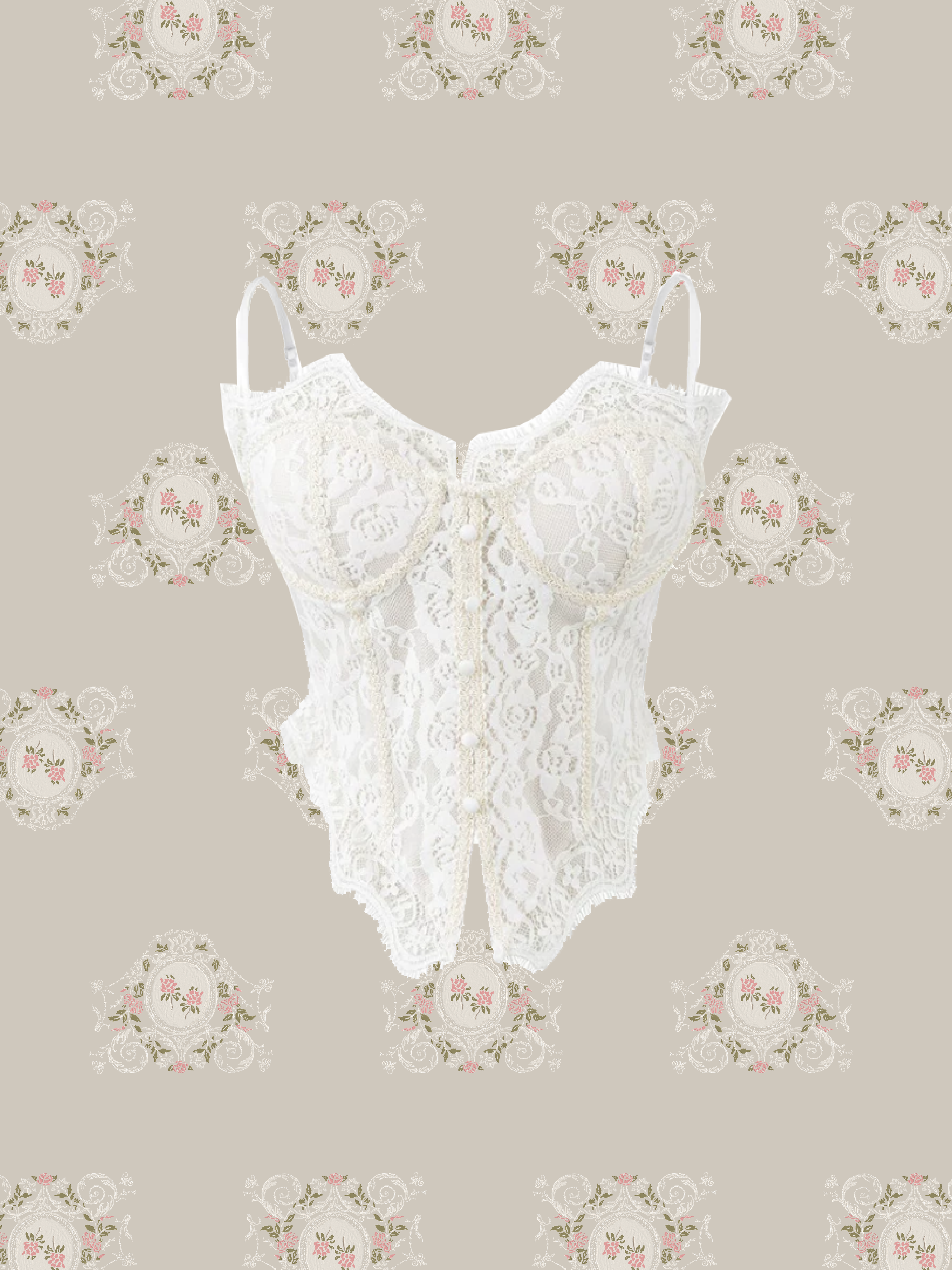 Texture Lace Padded Cami/テクスチャーレースパッド入りキャミソール