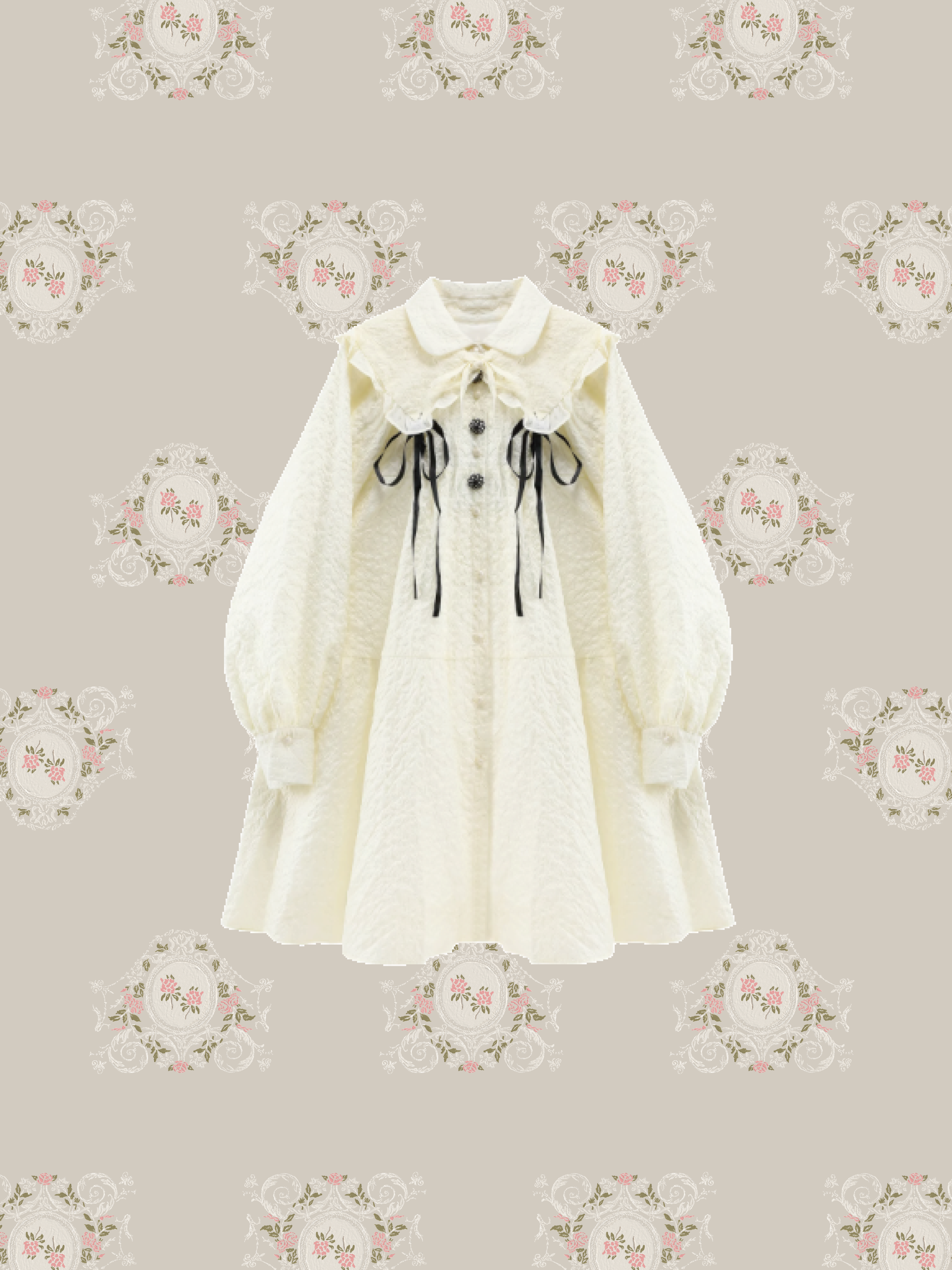 Embossed Sailor Collar Ribbon Dress エンボスセーラーカラーリボンワンピース