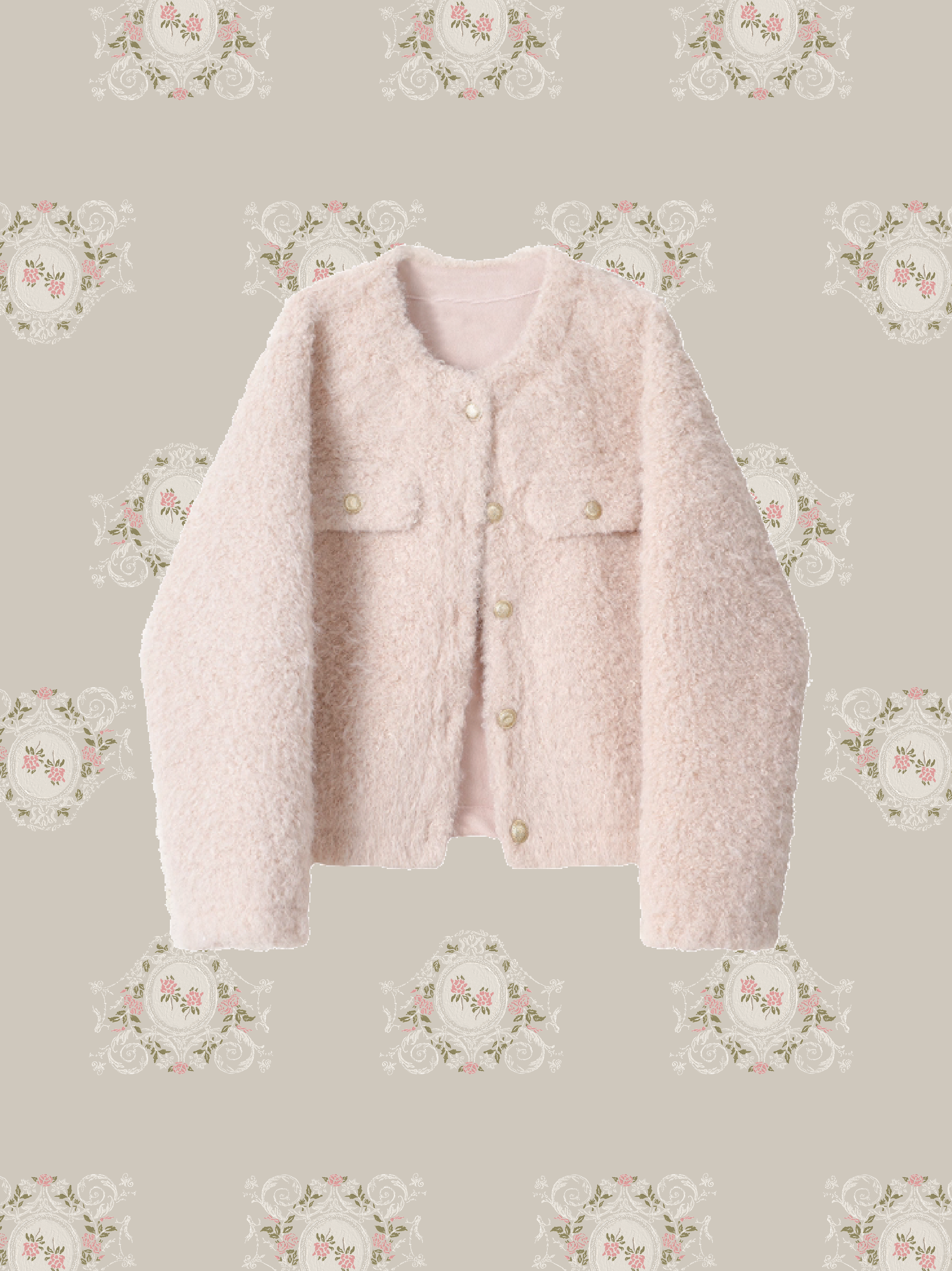 Elegant Golden Button Fur Coat/エレガントゴールドボタンファーコート