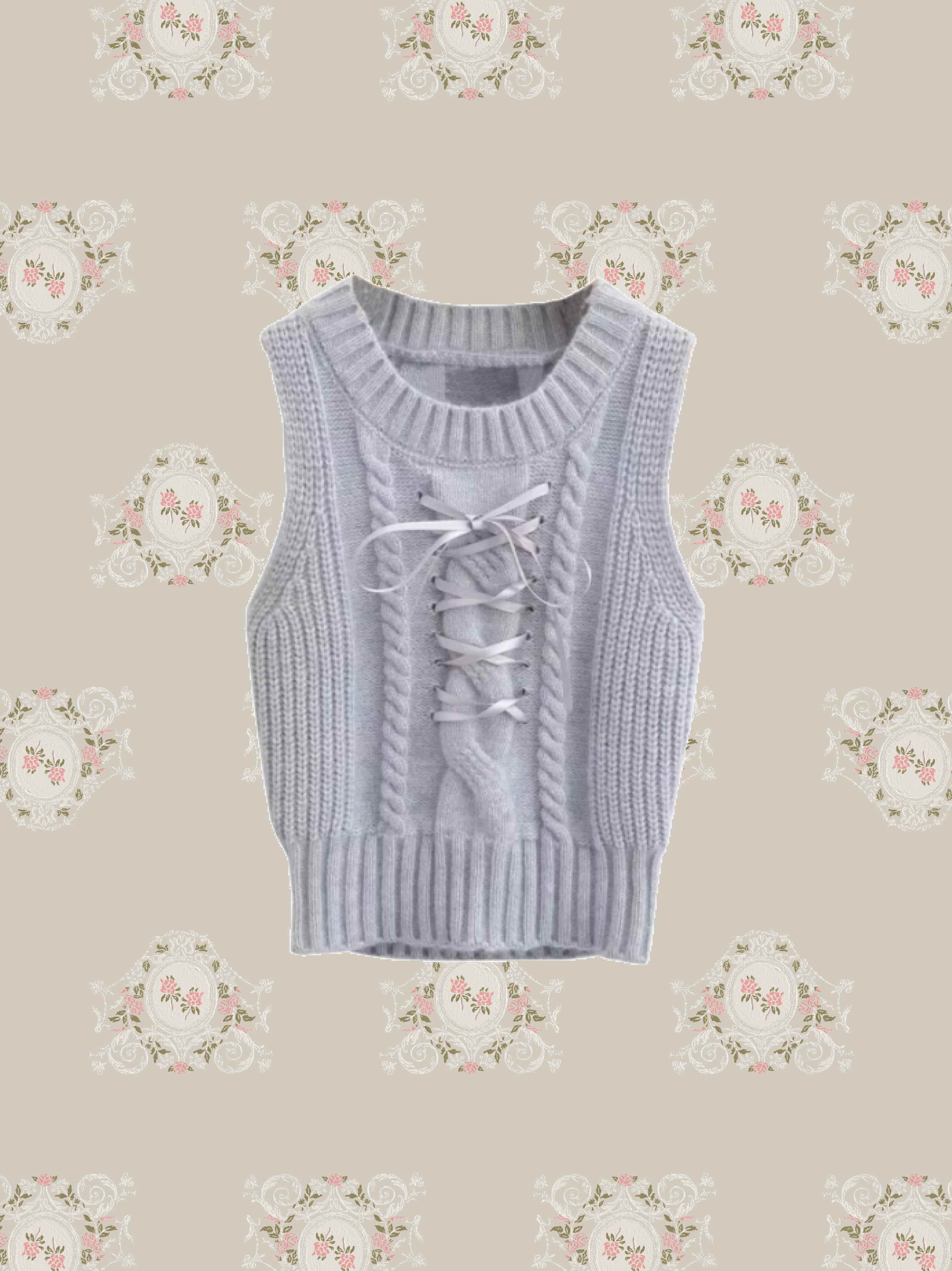 Lace Up Rib Vest/レースアップリブベスト