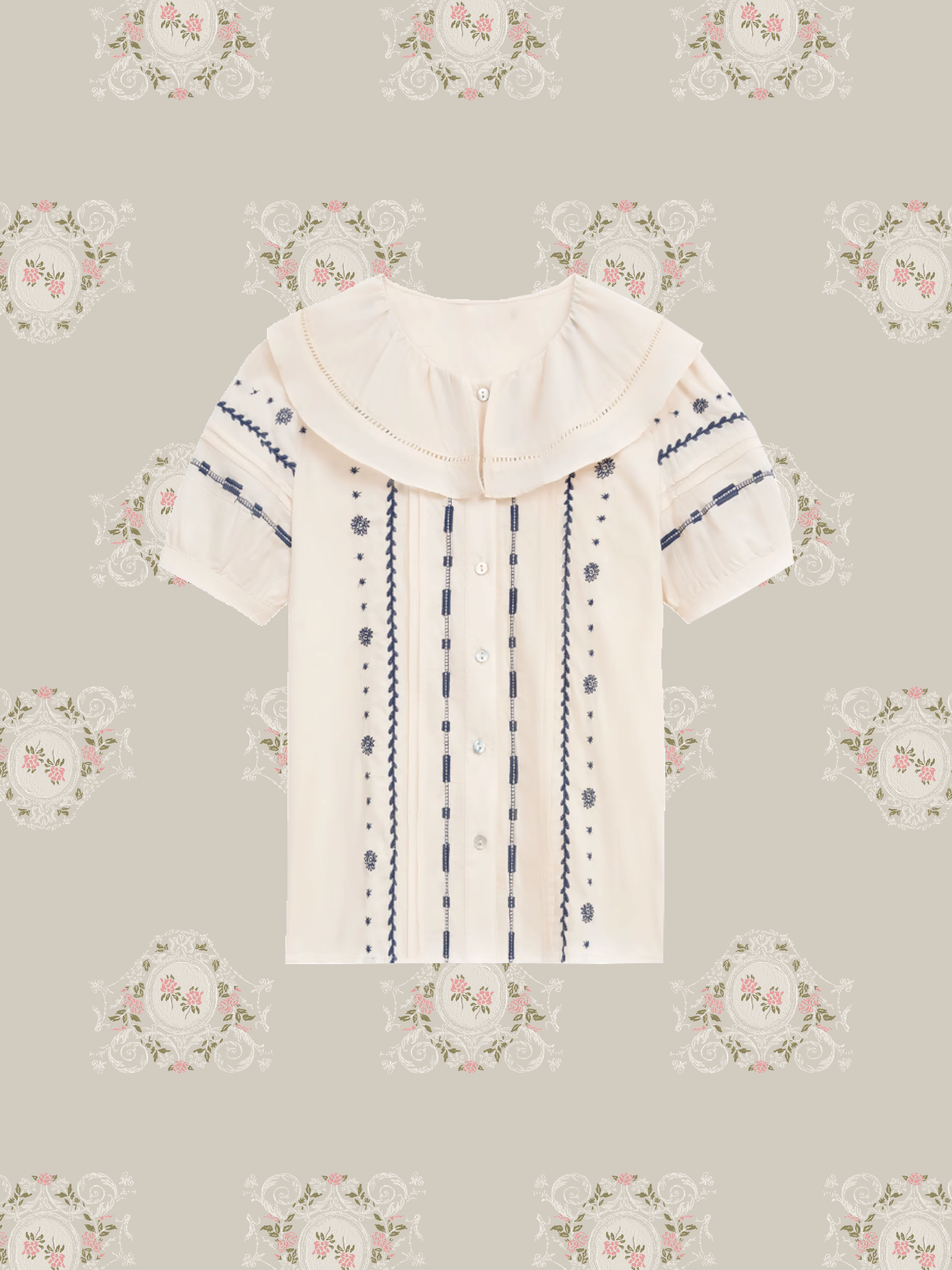 Frill Collar Embossed Blouse/フリルカラーエンボスブラウス