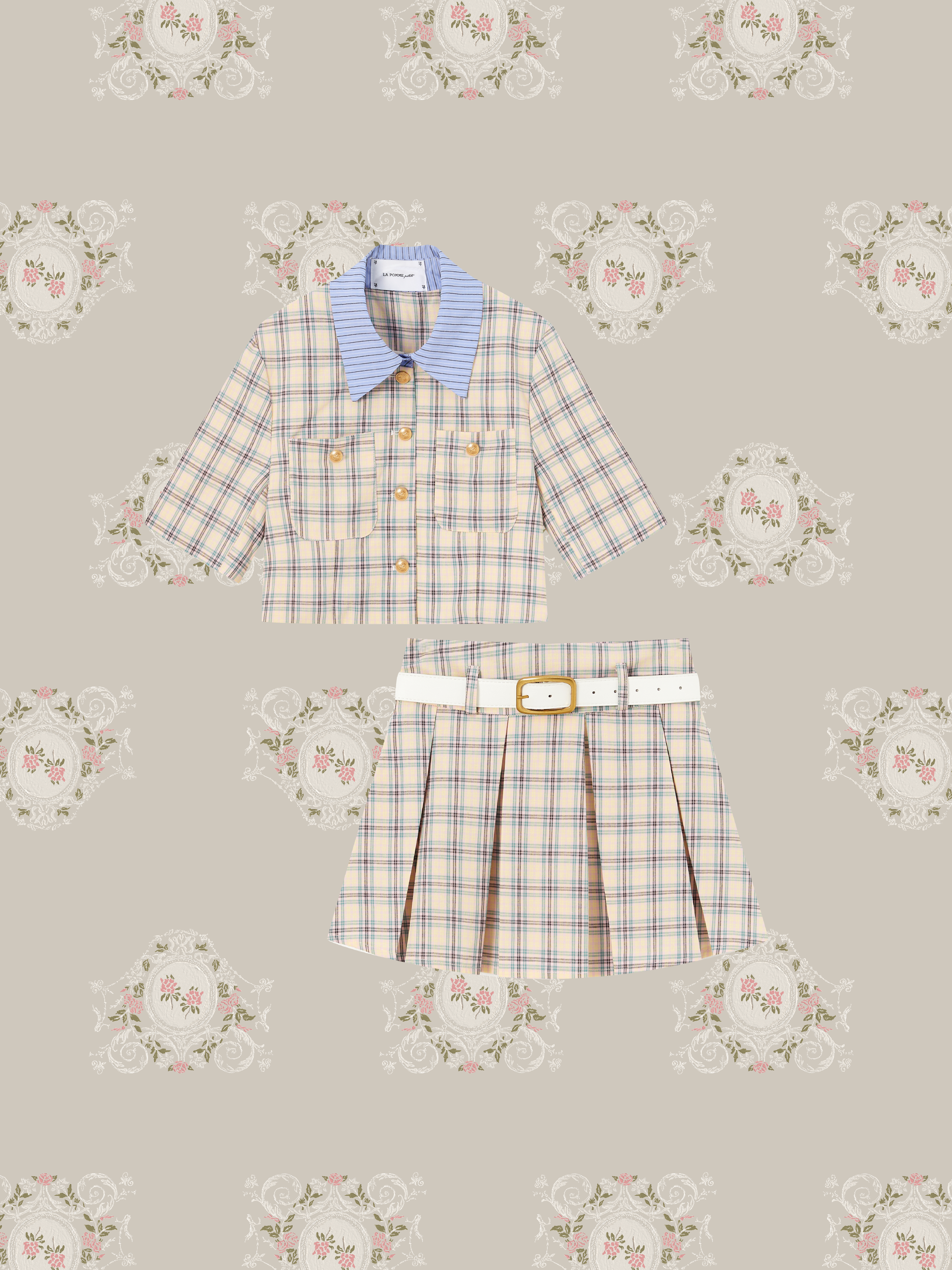 ・予約販売・Cheerful Plaid Patchwork Set Up/チェック柄パッチワークセットアップ