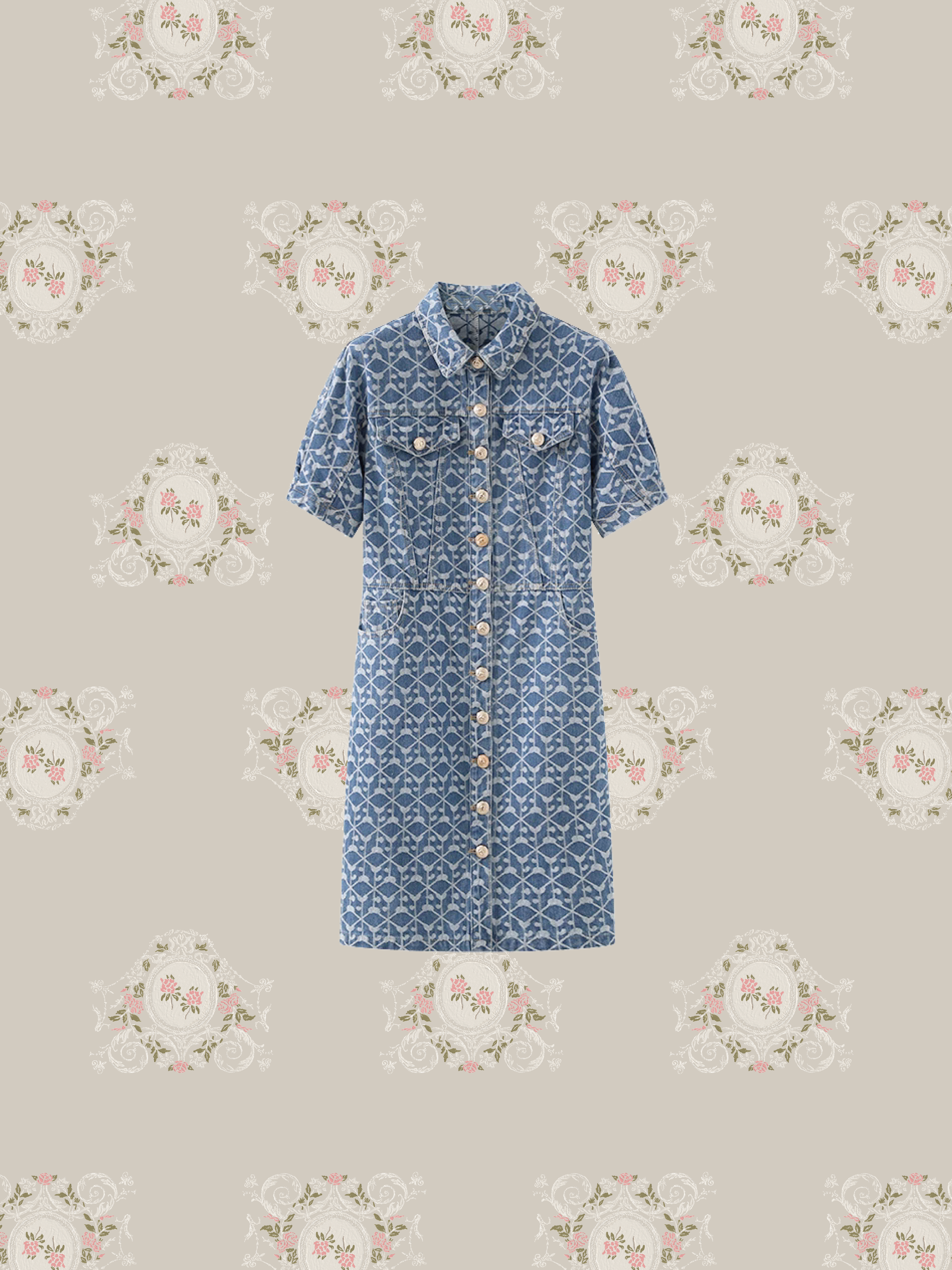 Pattern Denim Design Dress / パターンデニムデザインワンピース