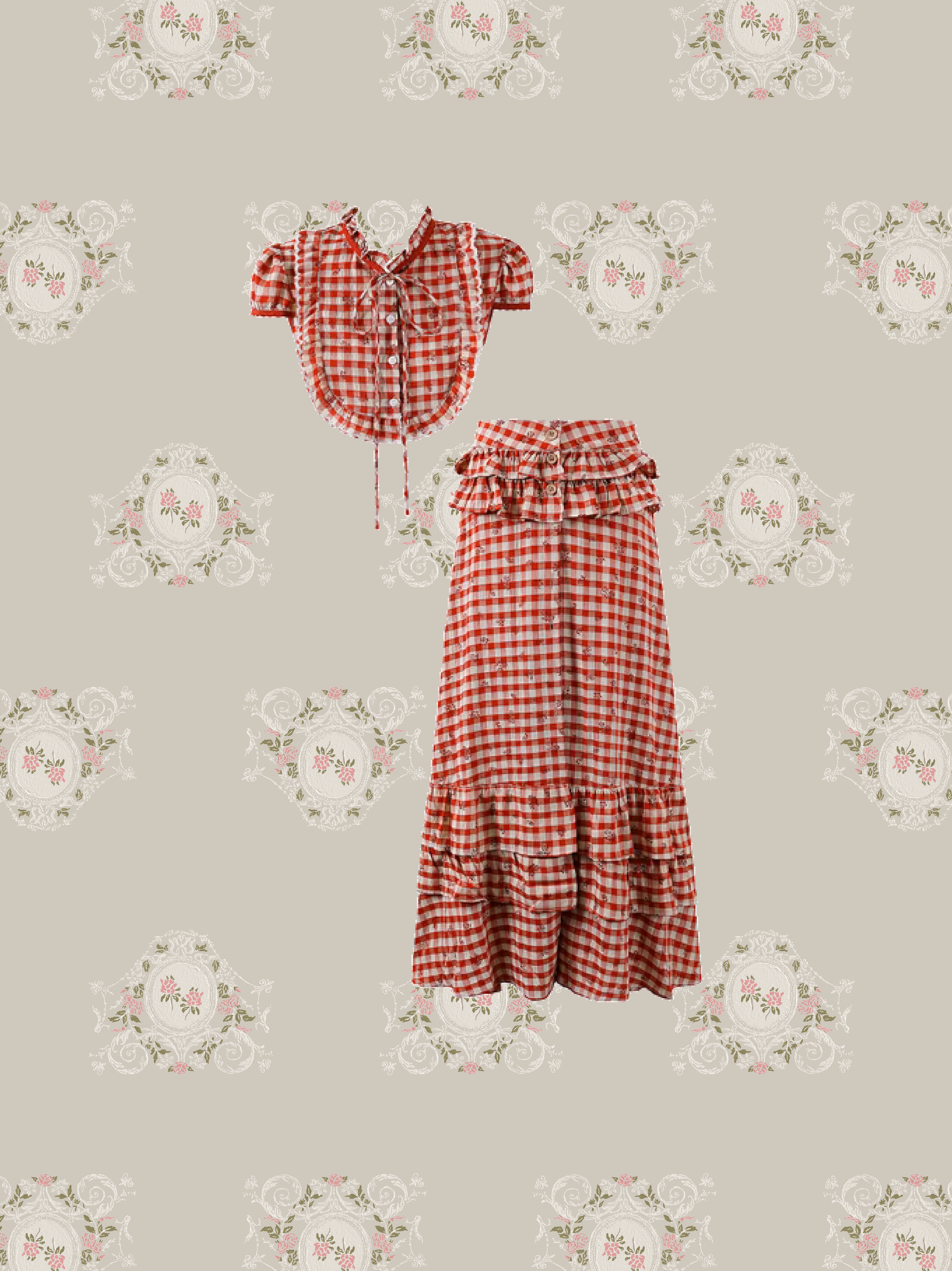 Sweet Ruffle Vichy Check Set Up/スイートフリルヴィシーチェックセットアップ