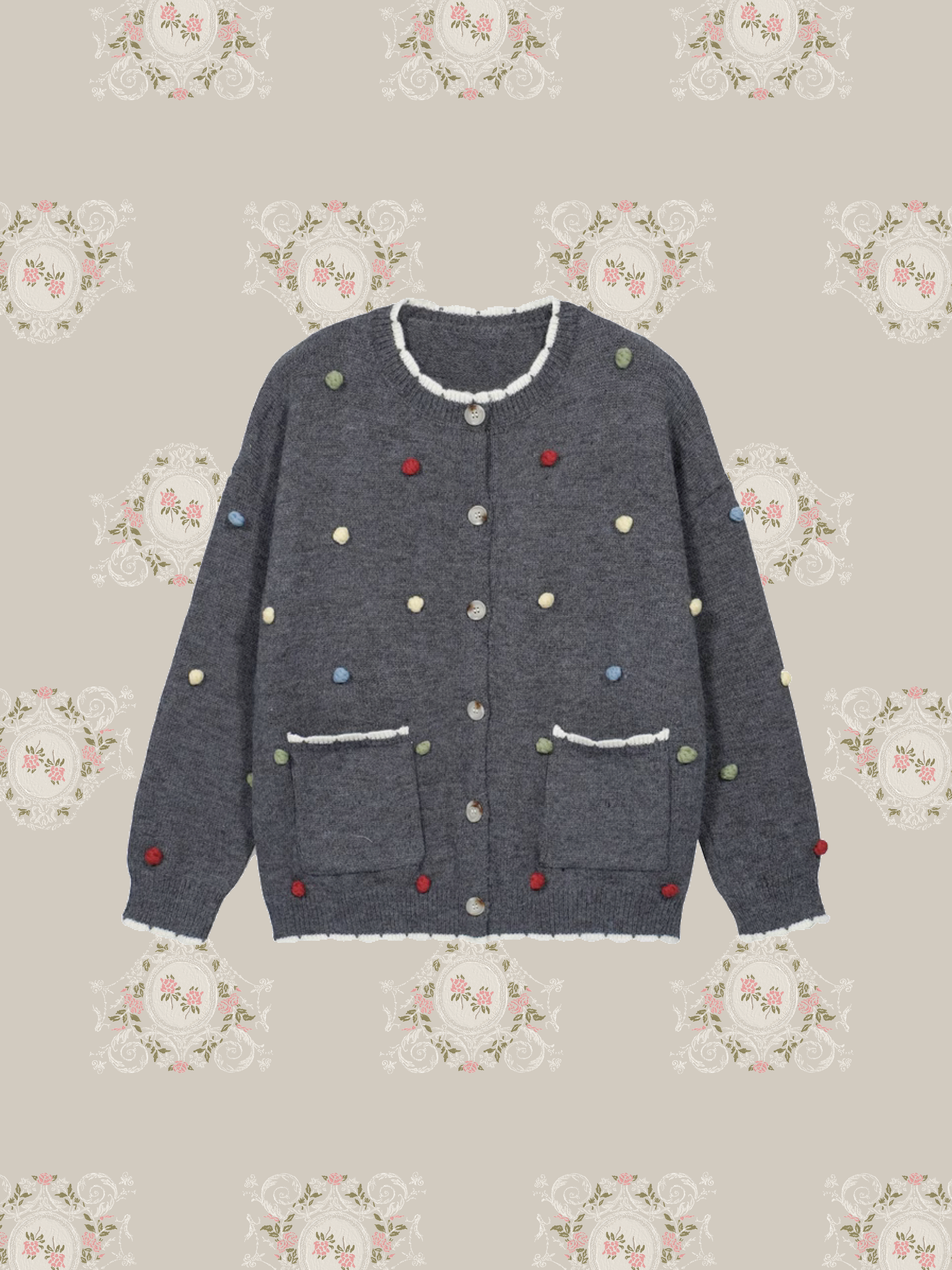 Colored Dots Embossed Cardigan カラードットエンボスカーディガン