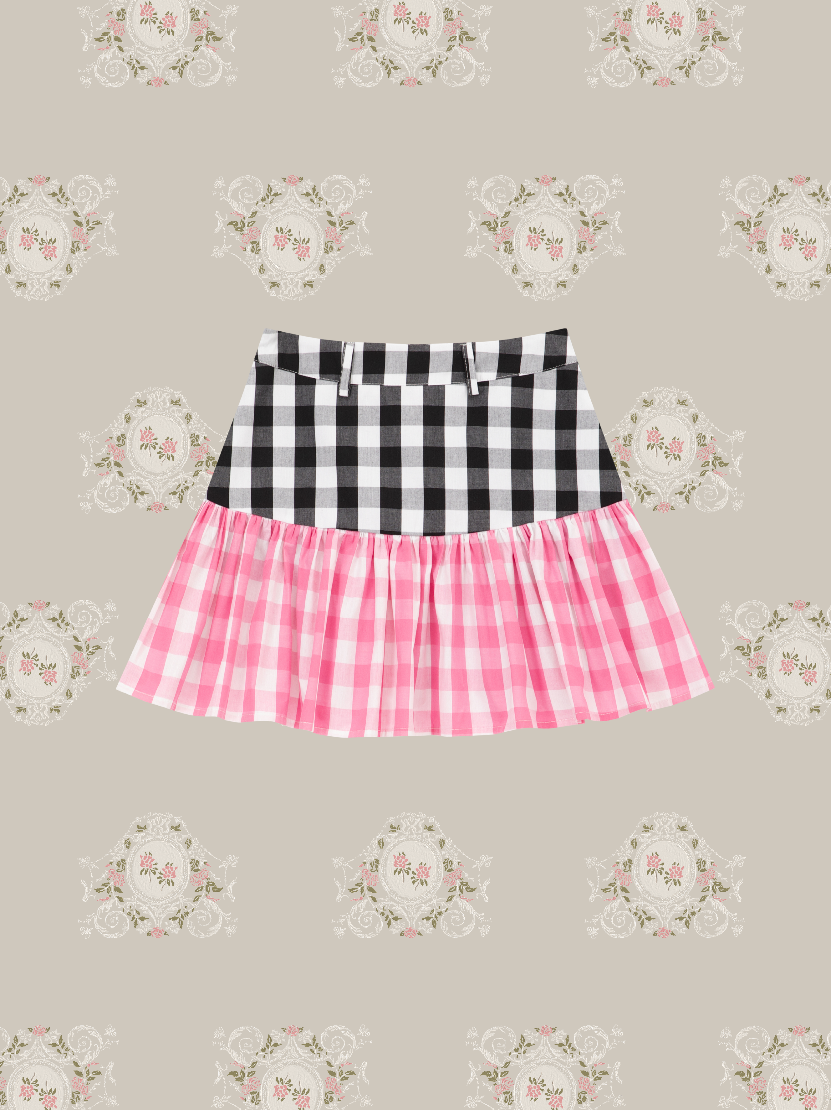 ・予約商品・Contrast Plaid Pleated Skirt/コントラストチェック柄プリーツスカート