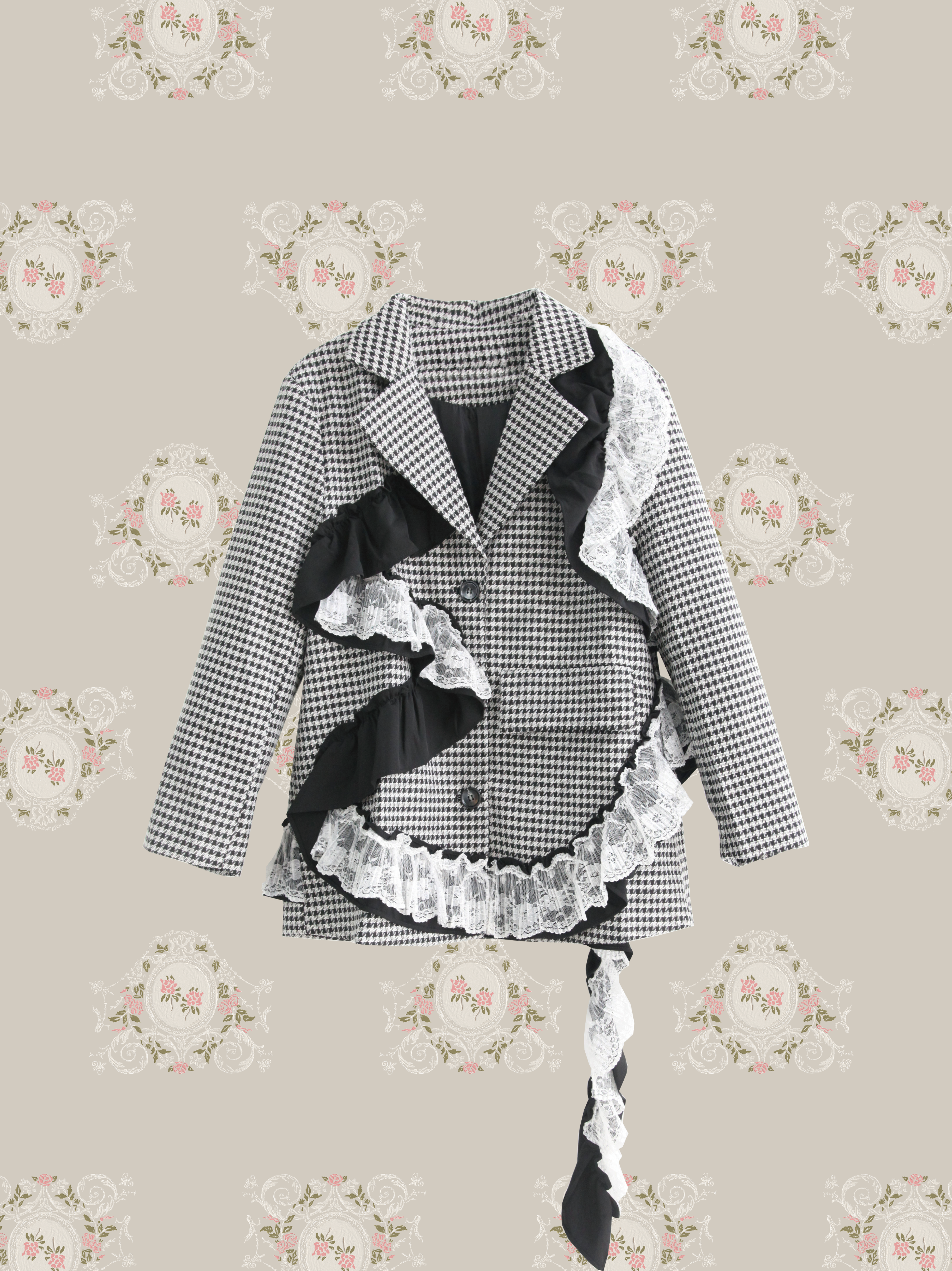 ・予約商品・Chidori Lace Frill Jacket・千鳥レースフリルジャケット