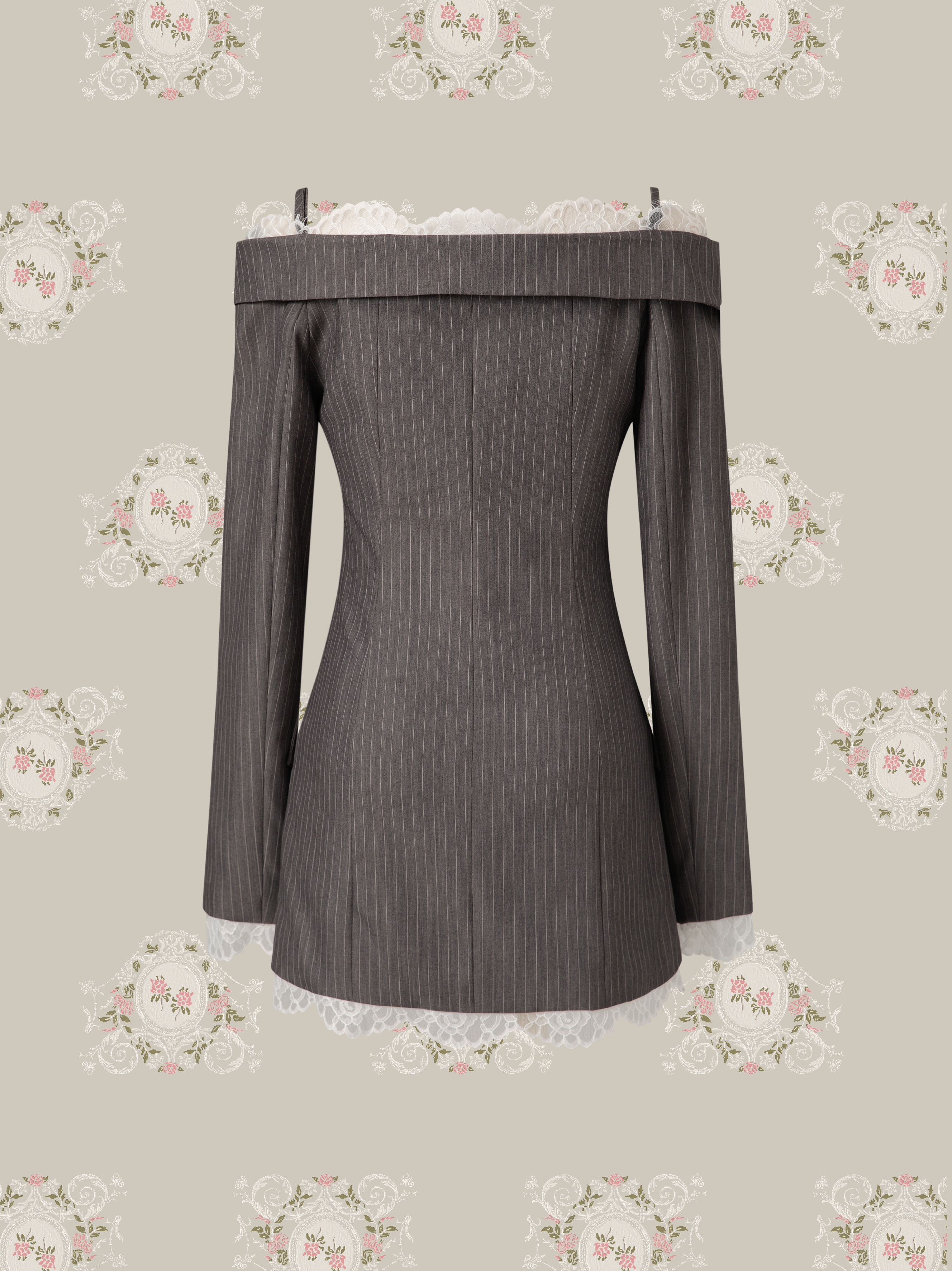 ・予約商品・Open Shoulder Lace Blazer Dress/オープンショルダーレースブレザードレス