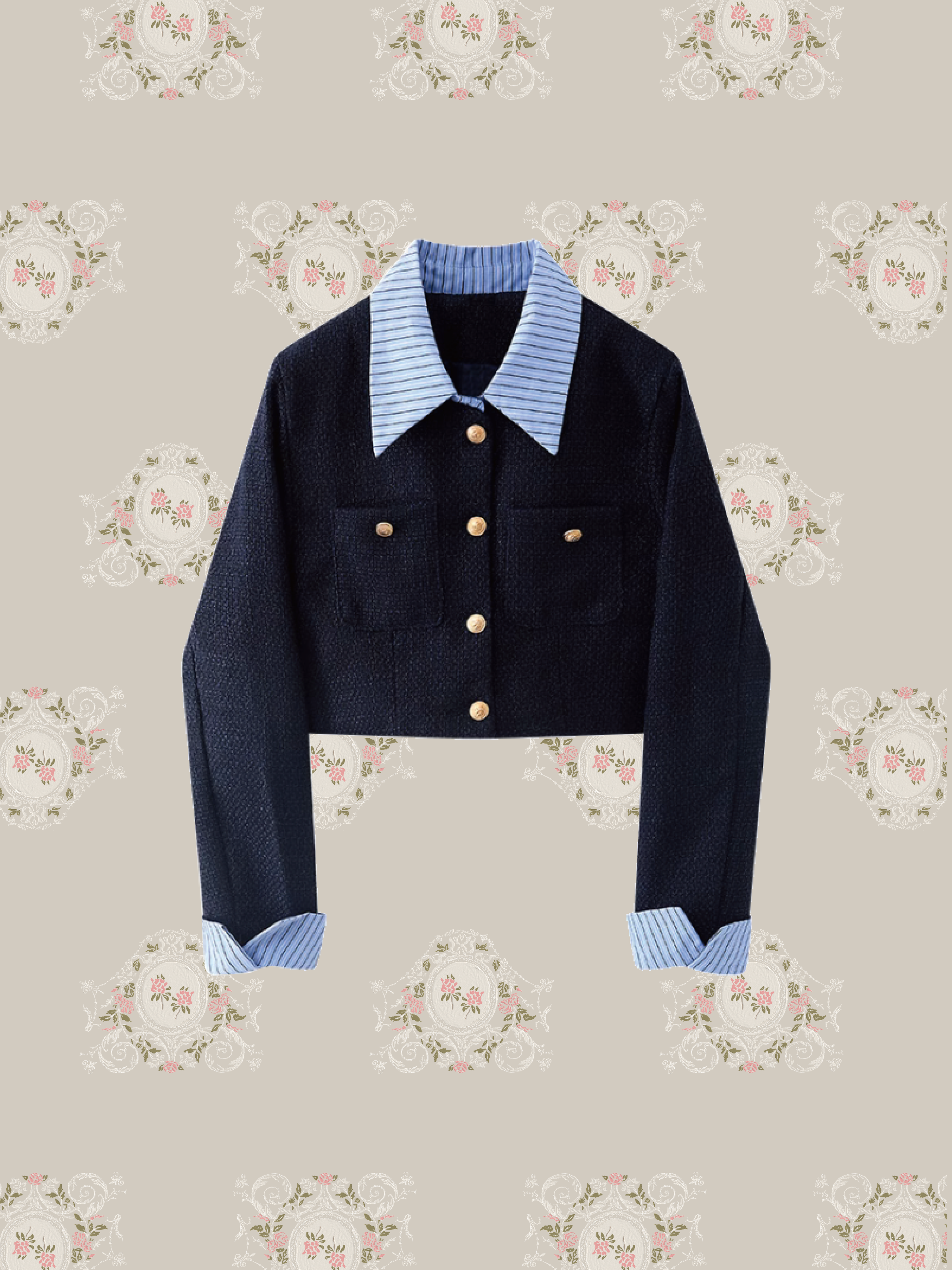・予約商品・Patchwork Navy Jacket Set Up パッチワーク ネイビージャケットセットアップ