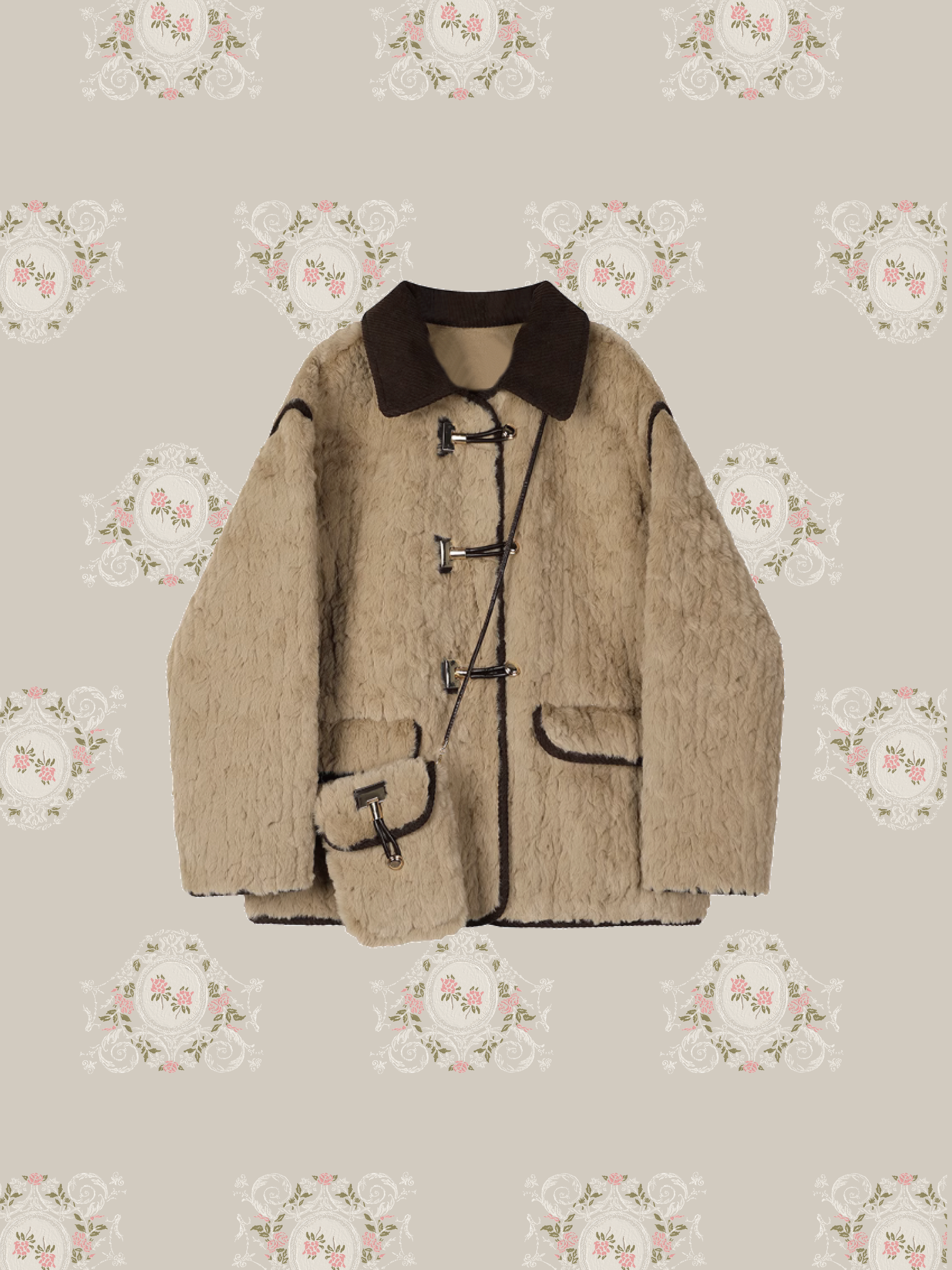 ・予約商品・Fluffy Shearling Fur Coat With Mini Bag. ふわふわムートンファーコート ミニバッグ付き